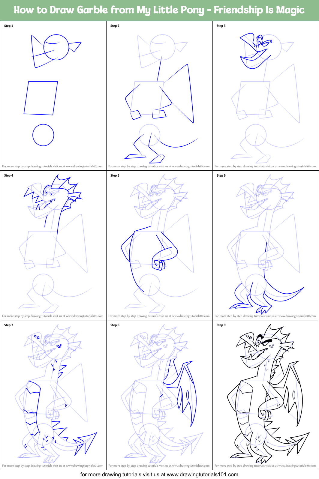 How to Draw Garble from My Little Pony - Friendship Is Magic Printable Step by Step