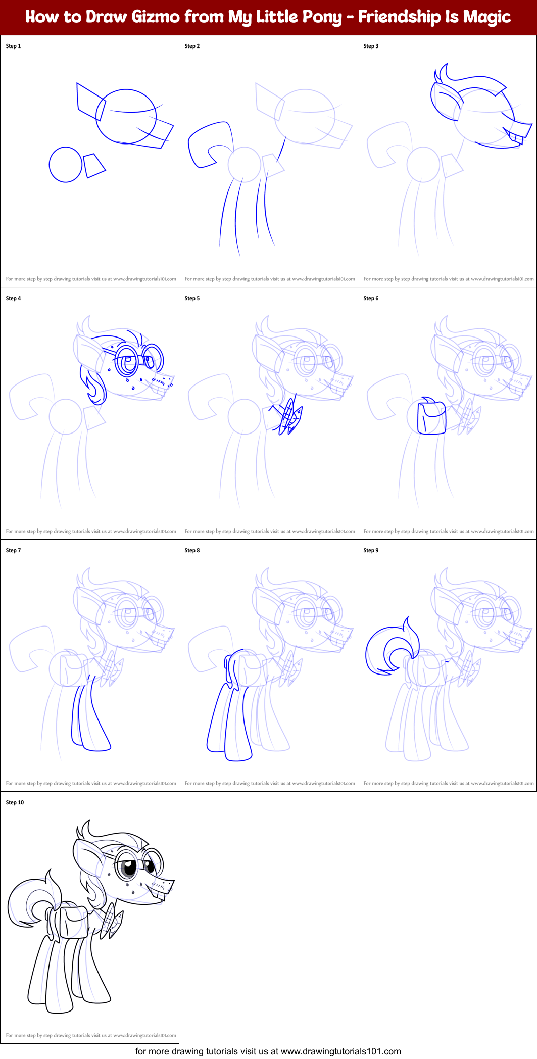 How to Draw Gizmo from My Little Pony - Friendship Is Magic Printable Step by Step