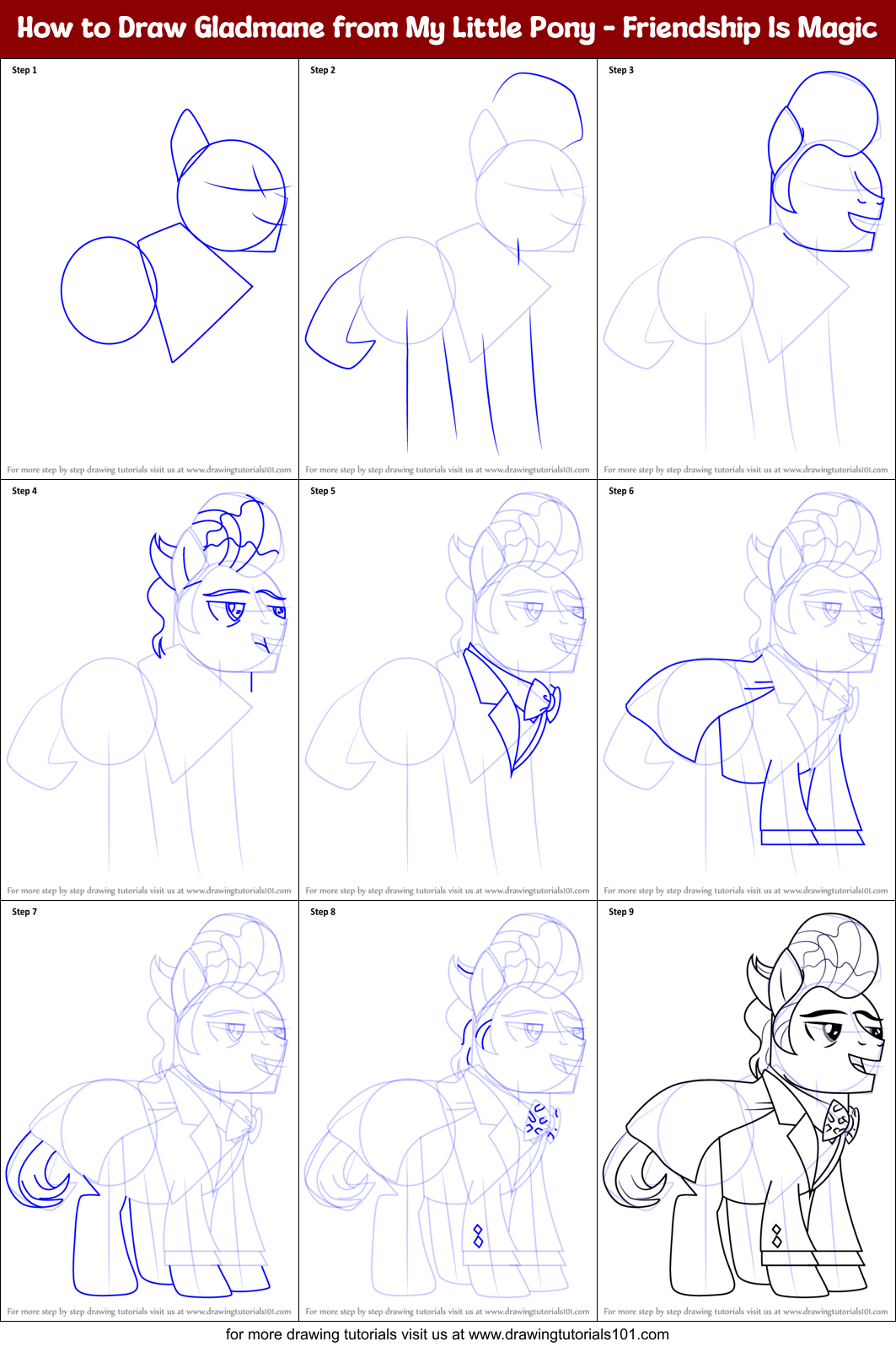How to Draw Gladmane from My Little Pony - Friendship Is Magic Printable Step by Step