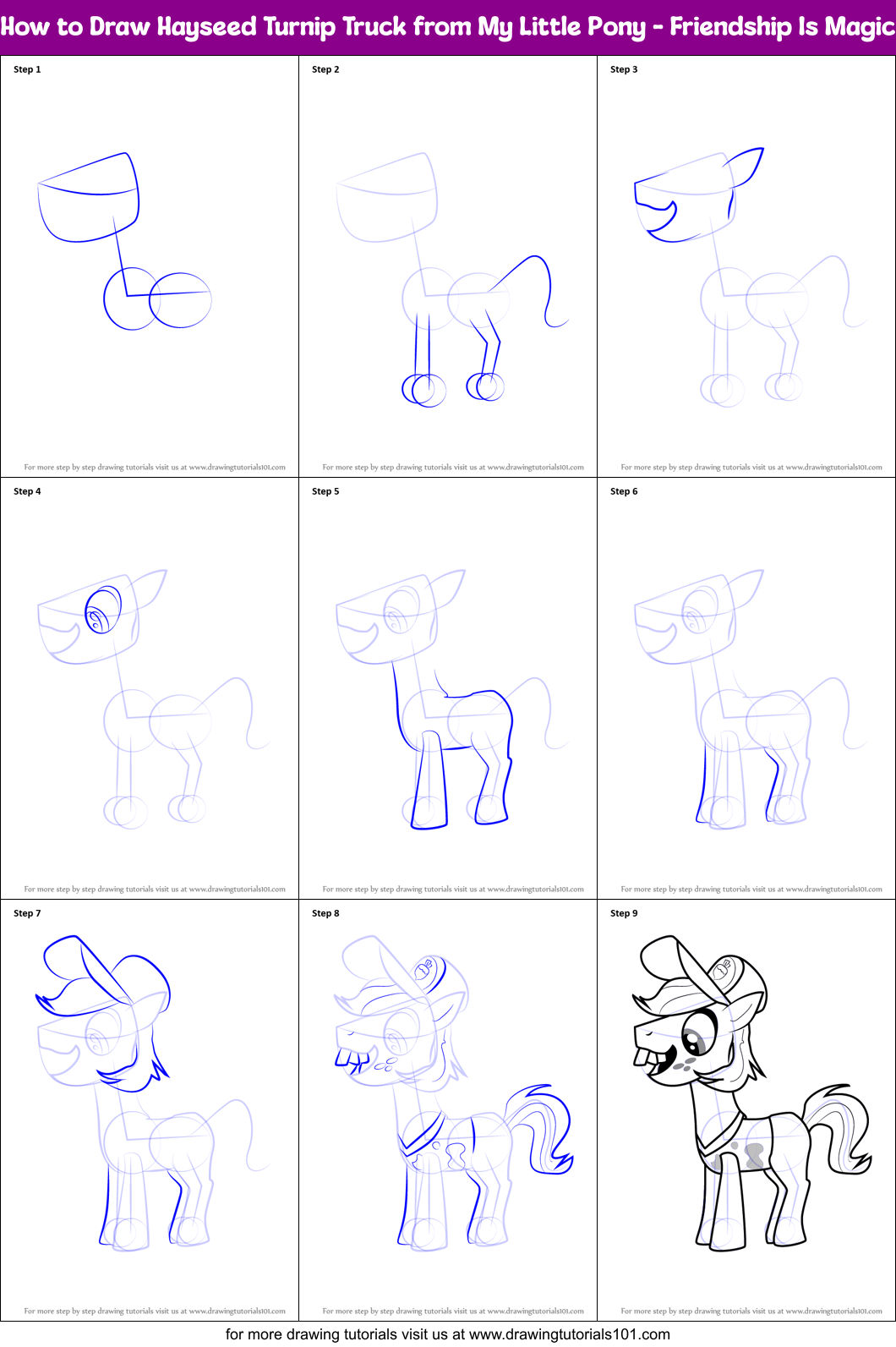 How to Draw Hayseed Turnip Truck from My Little Pony - Friendship Is Magic Printable Step by Step