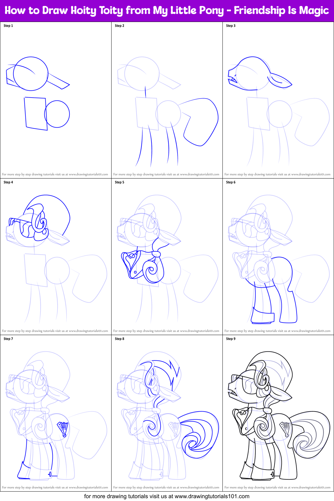 How to Draw Hoity Toity from My Little Pony - Friendship Is Magic Printable Step by Step
