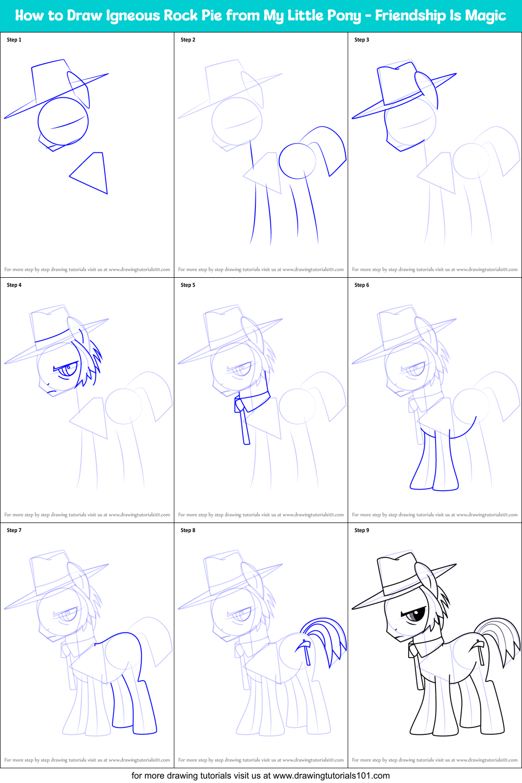 How to Draw Igneous Rock Pie from My Little Pony - Friendship Is Magic Printable Step by Step