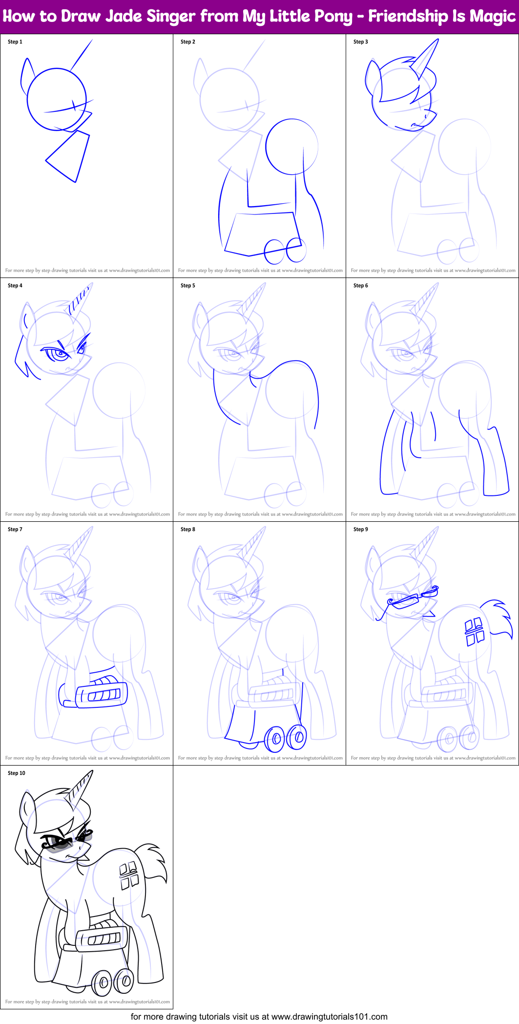 How to Draw Jade Singer from My Little Pony - Friendship Is Magic Printable Step by Step