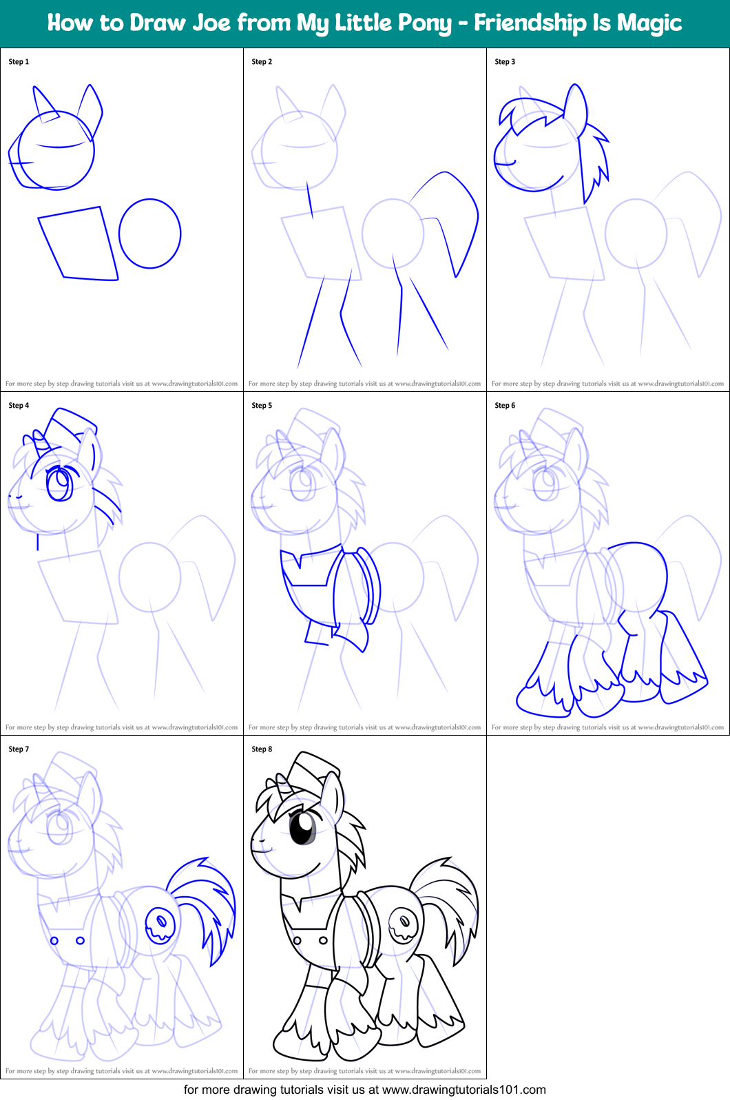 How to Draw Joe from My Little Pony - Friendship Is Magic Printable Step by Step