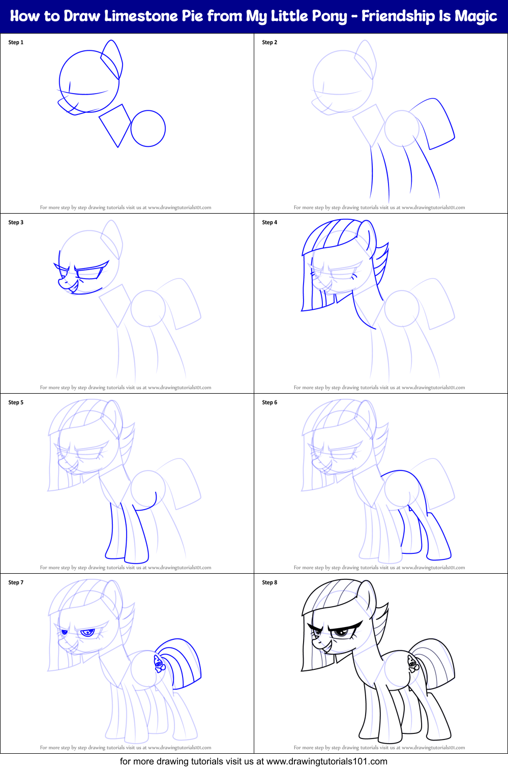 How to Draw Limestone Pie from My Little Pony - Friendship Is Magic Printable Step by Step