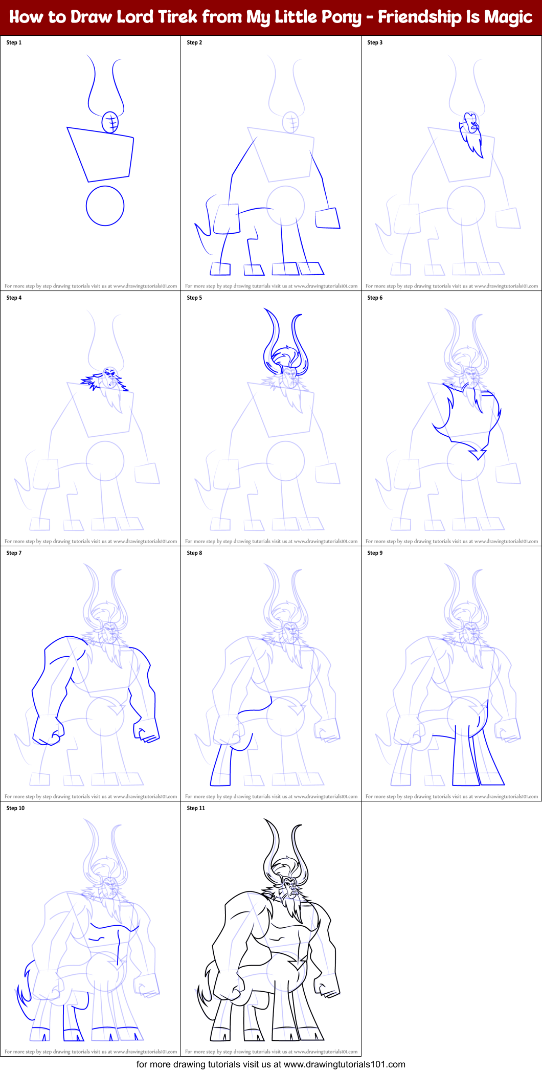 How to Draw Lord Tirek from My Little Pony - Friendship Is Magic Printable Step by Step