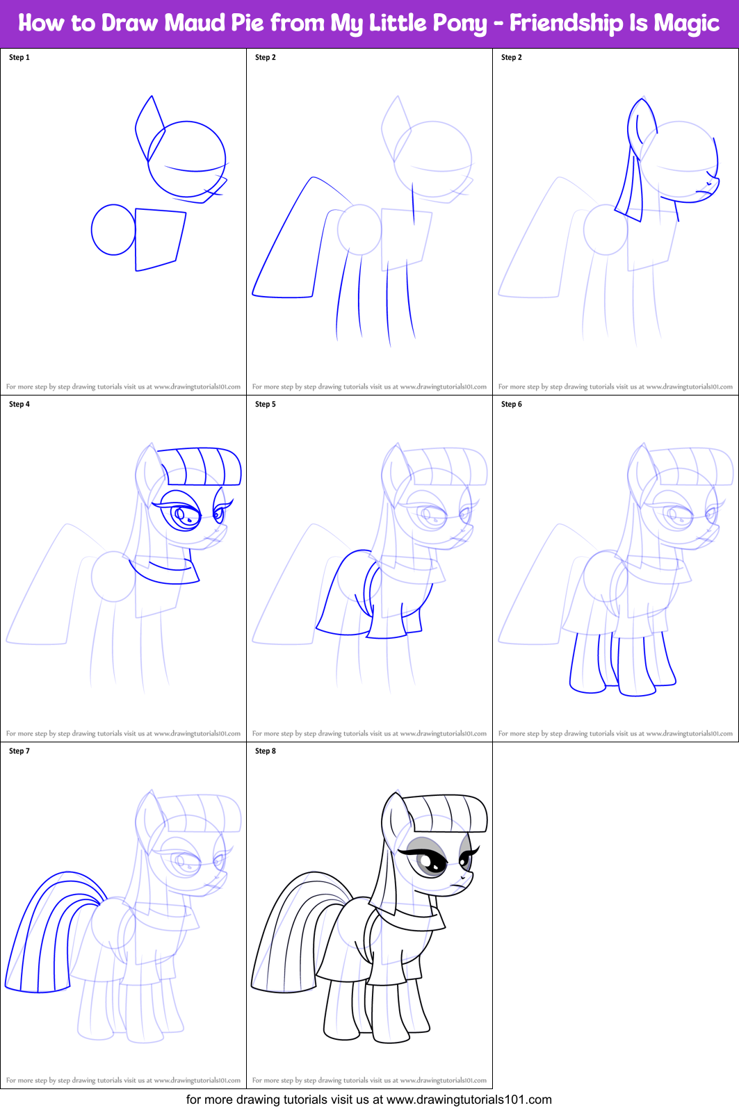 How to Draw Maud Pie from My Little Pony - Friendship Is Magic Printable Step by Step