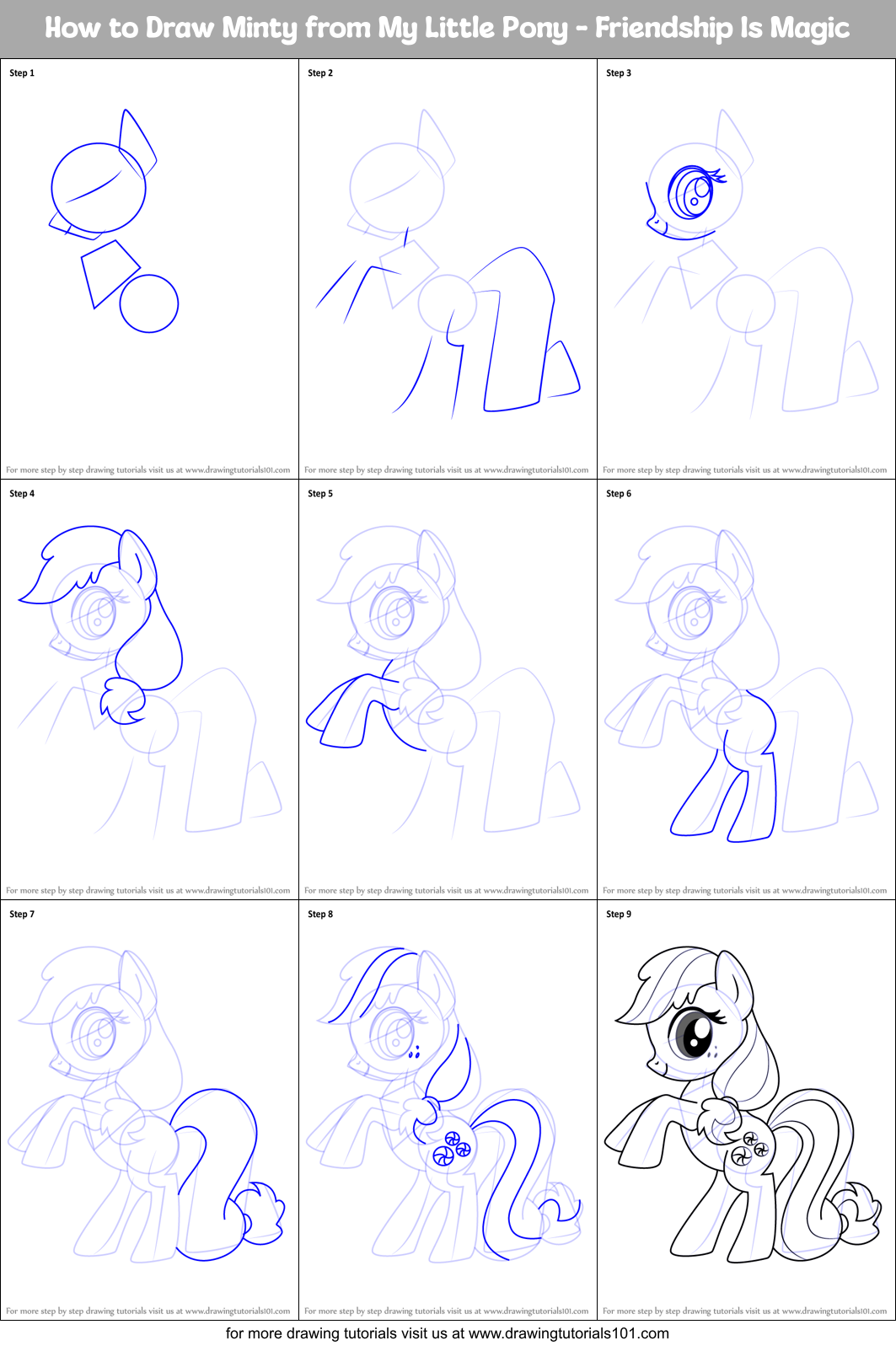 How to Draw Minty from My Little Pony - Friendship Is Magic Printable Step by Step