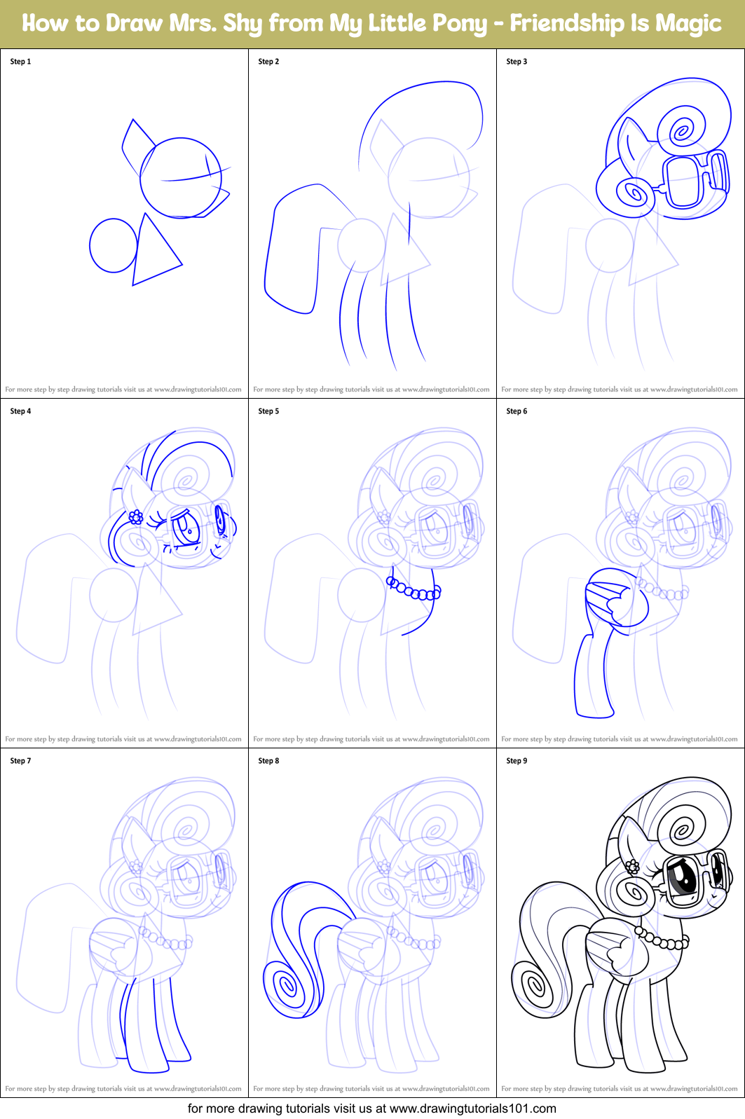 How to Draw Mrs. Shy from My Little Pony - Friendship Is Magic Printable Step by Step