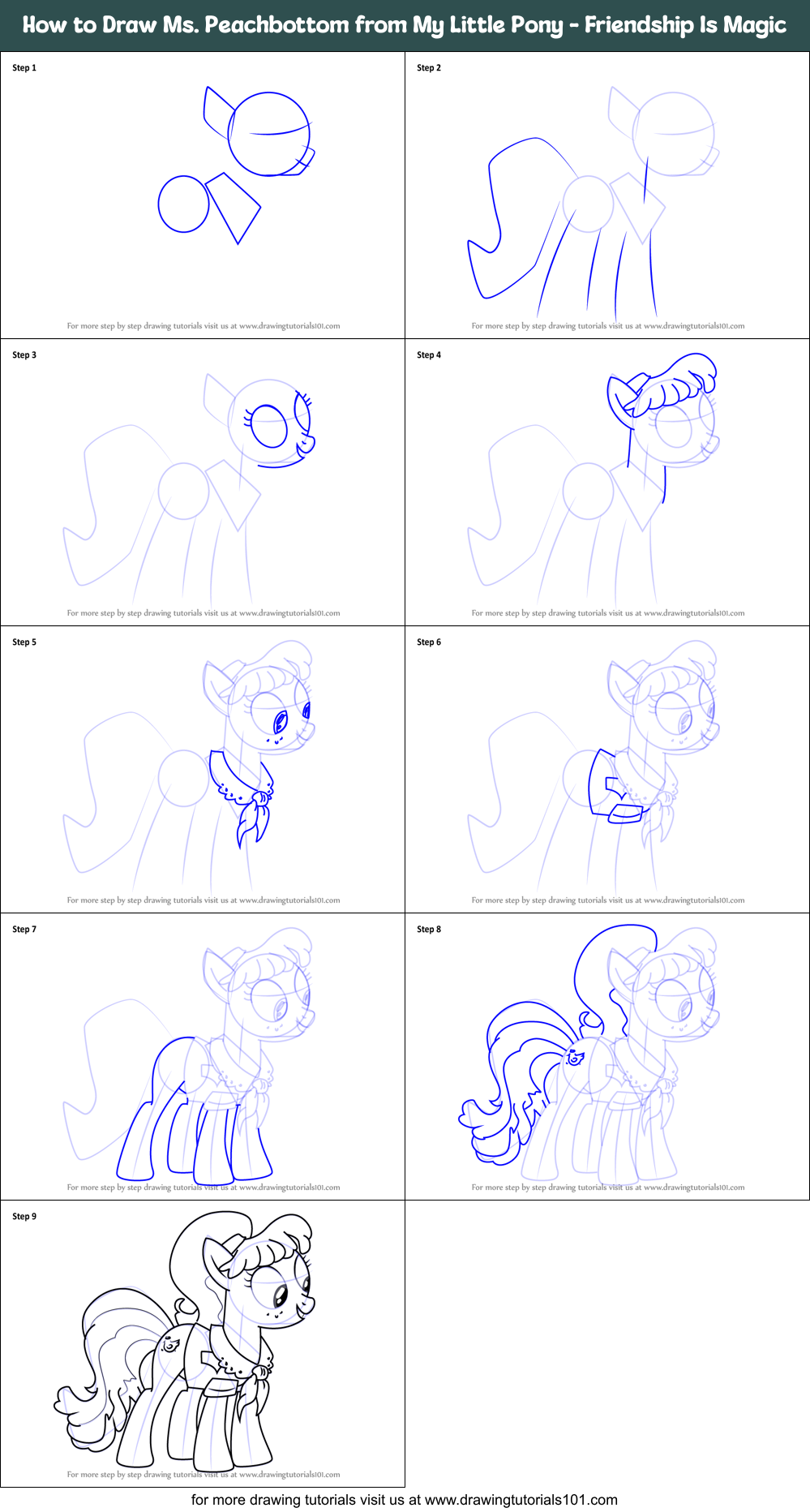 How to Draw Ms. Peachbottom from My Little Pony - Friendship Is Magic Printable Step by Step
