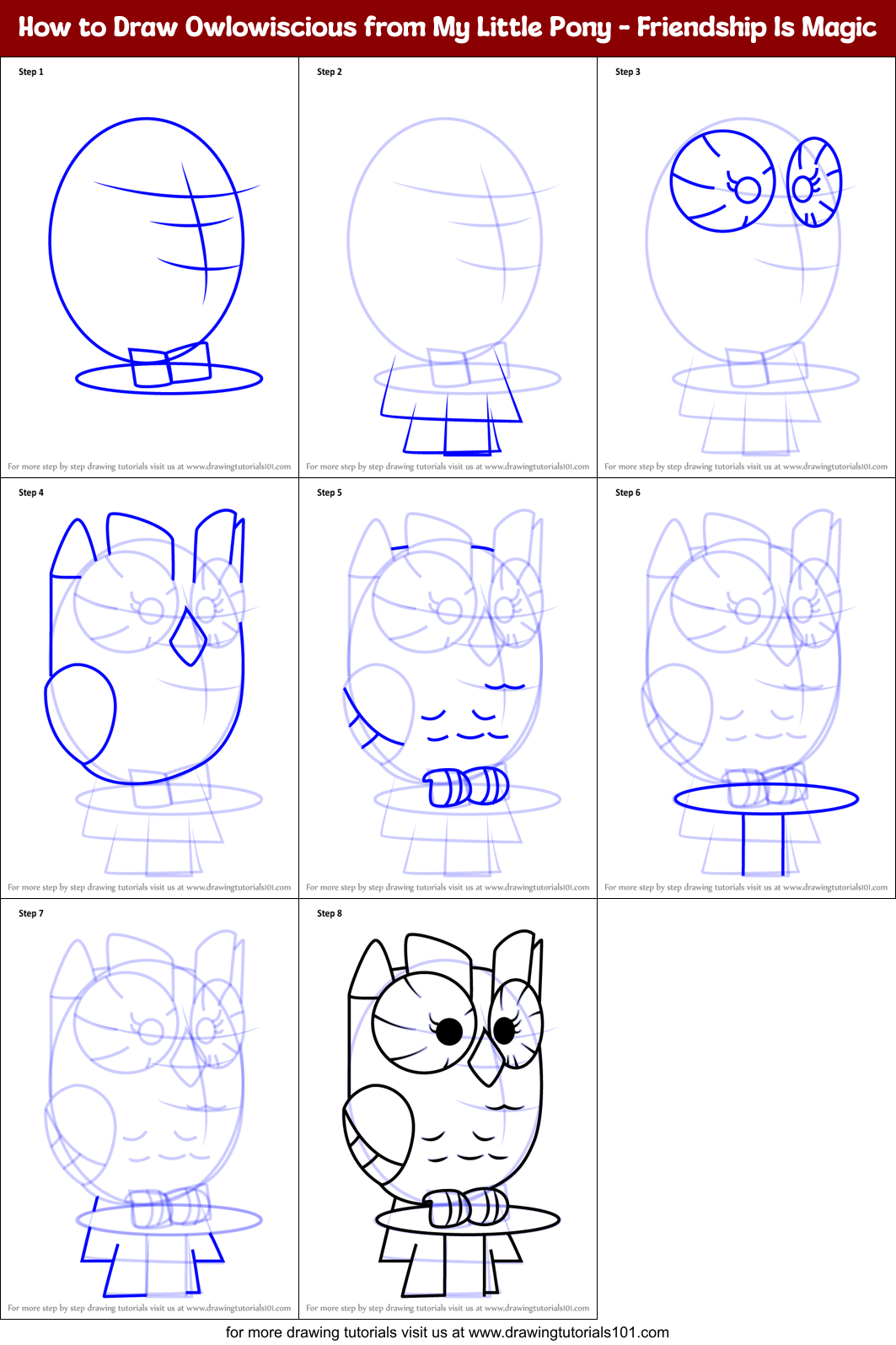 How to Draw Owlowiscious from My Little Pony - Friendship Is Magic Printable Step by Step