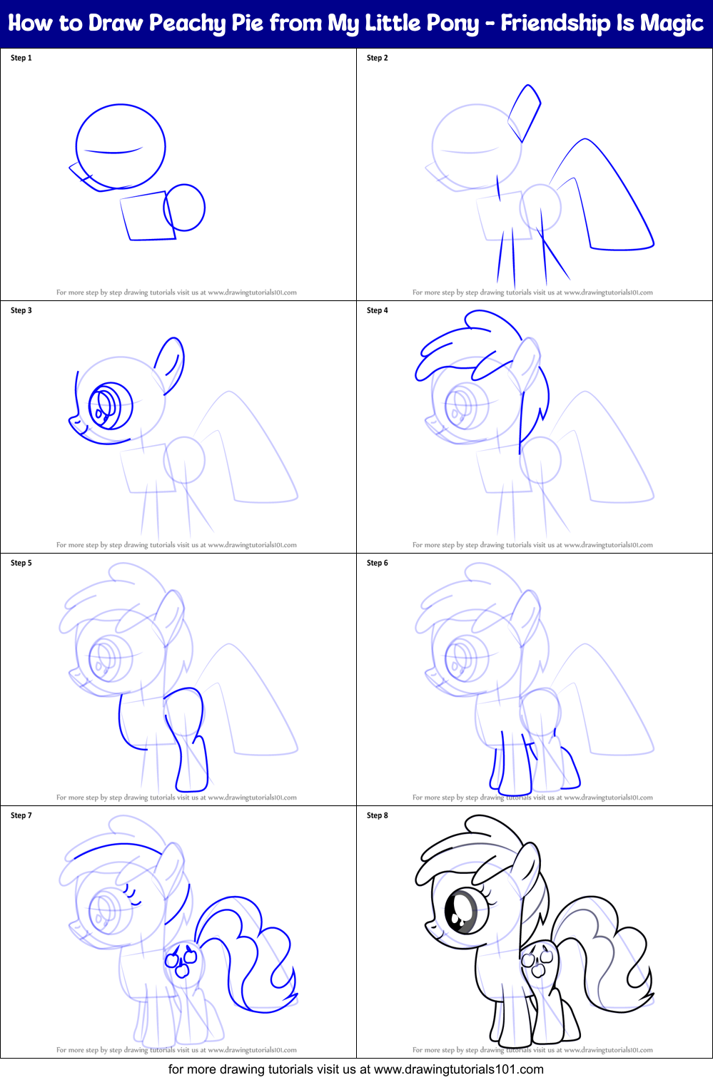 How to Draw Peachy Pie from My Little Pony - Friendship Is Magic Printable Step by Step