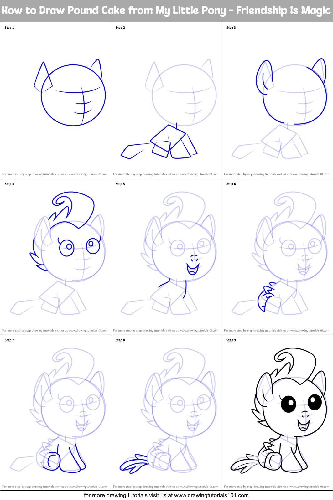 How to Draw Pound Cake from My Little Pony - Friendship Is Magic Printable Step by Step