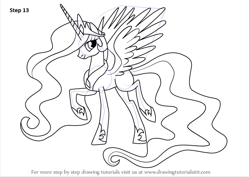 Step By Step How To Draw Princess Celestia From My Little Pony