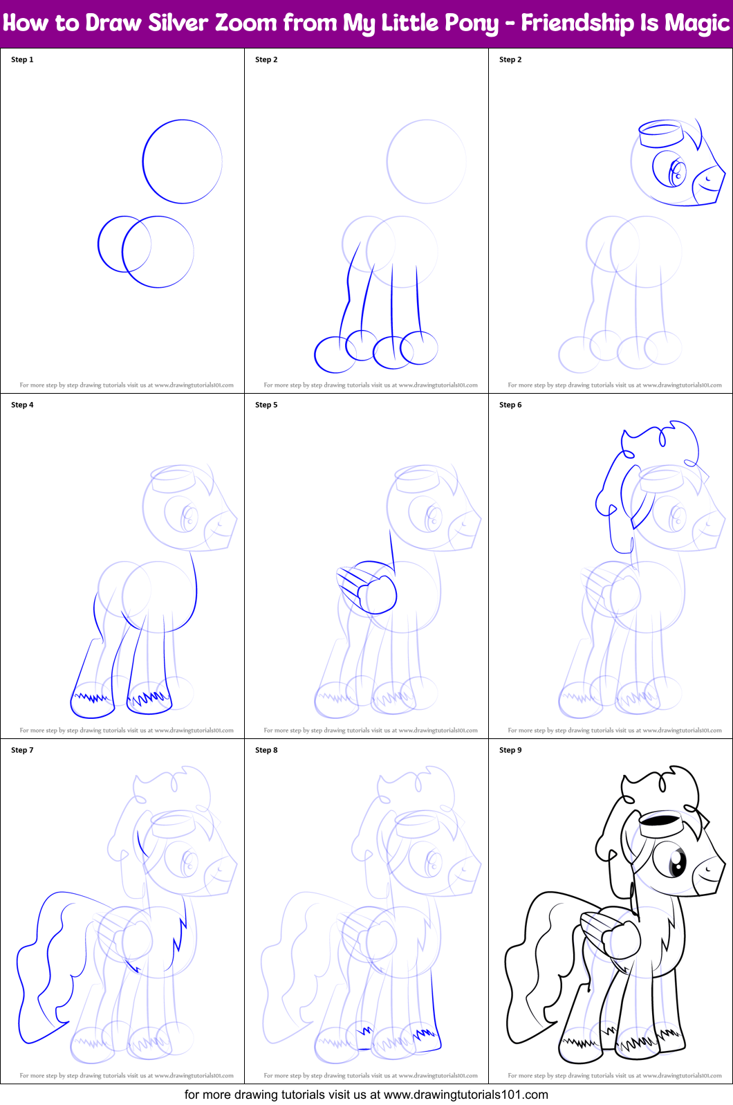 How to Draw Silver Zoom from My Little Pony - Friendship Is Magic Printable Step by Step