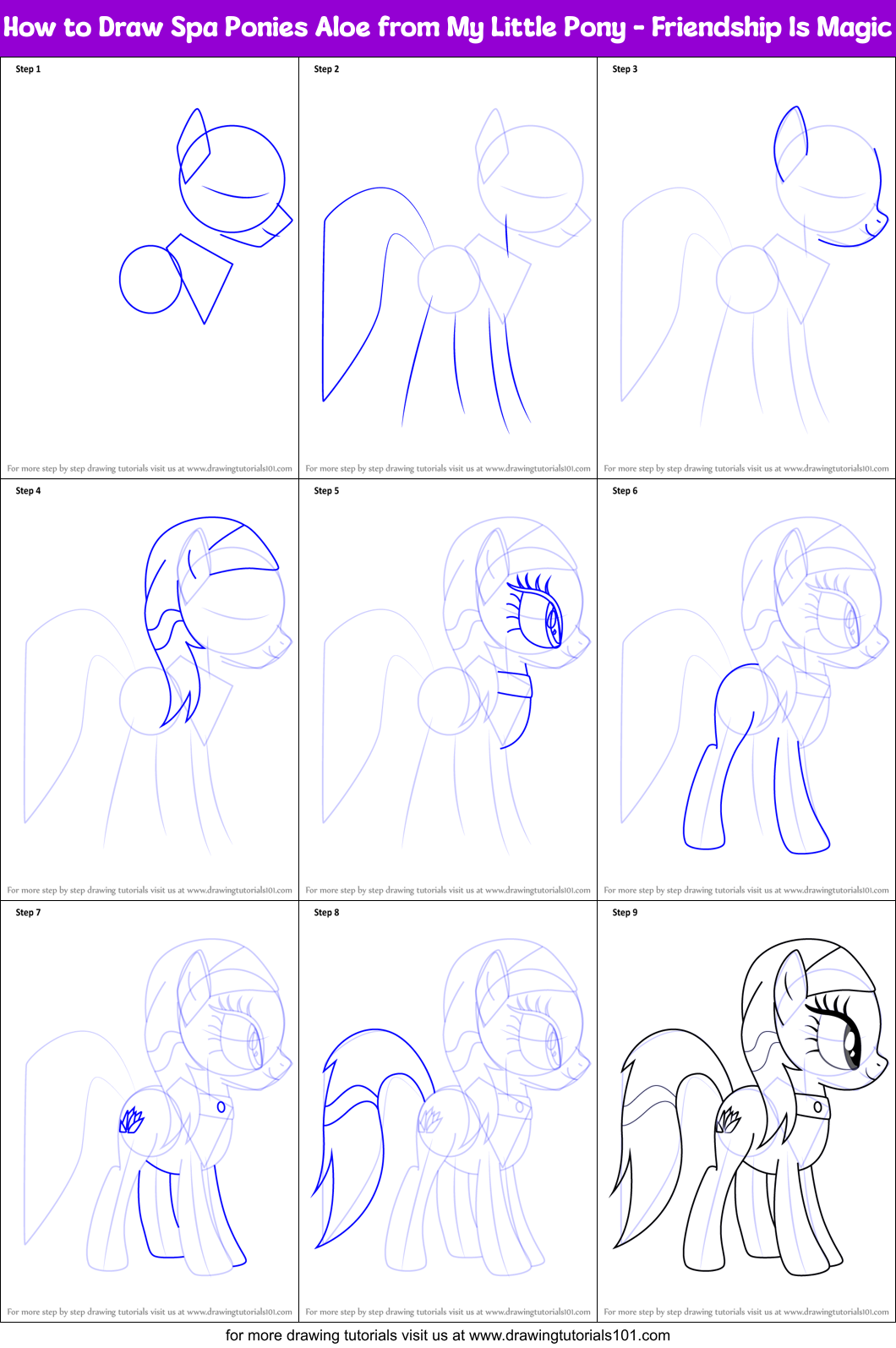 How to Draw Spa Ponies Aloe from My Little Pony - Friendship Is Magic Printable Step by Step