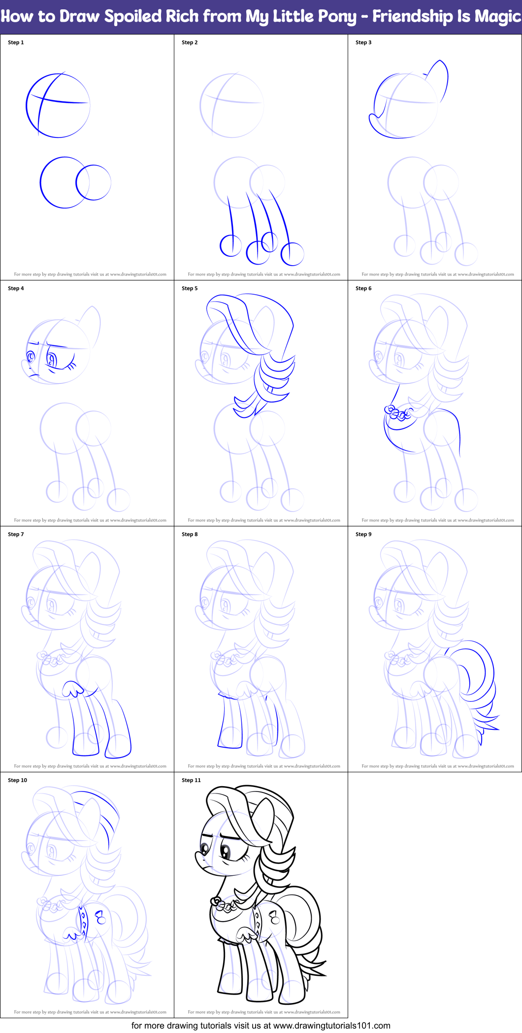 How to Draw Spoiled Rich from My Little Pony - Friendship Is Magic Printable Step by Step