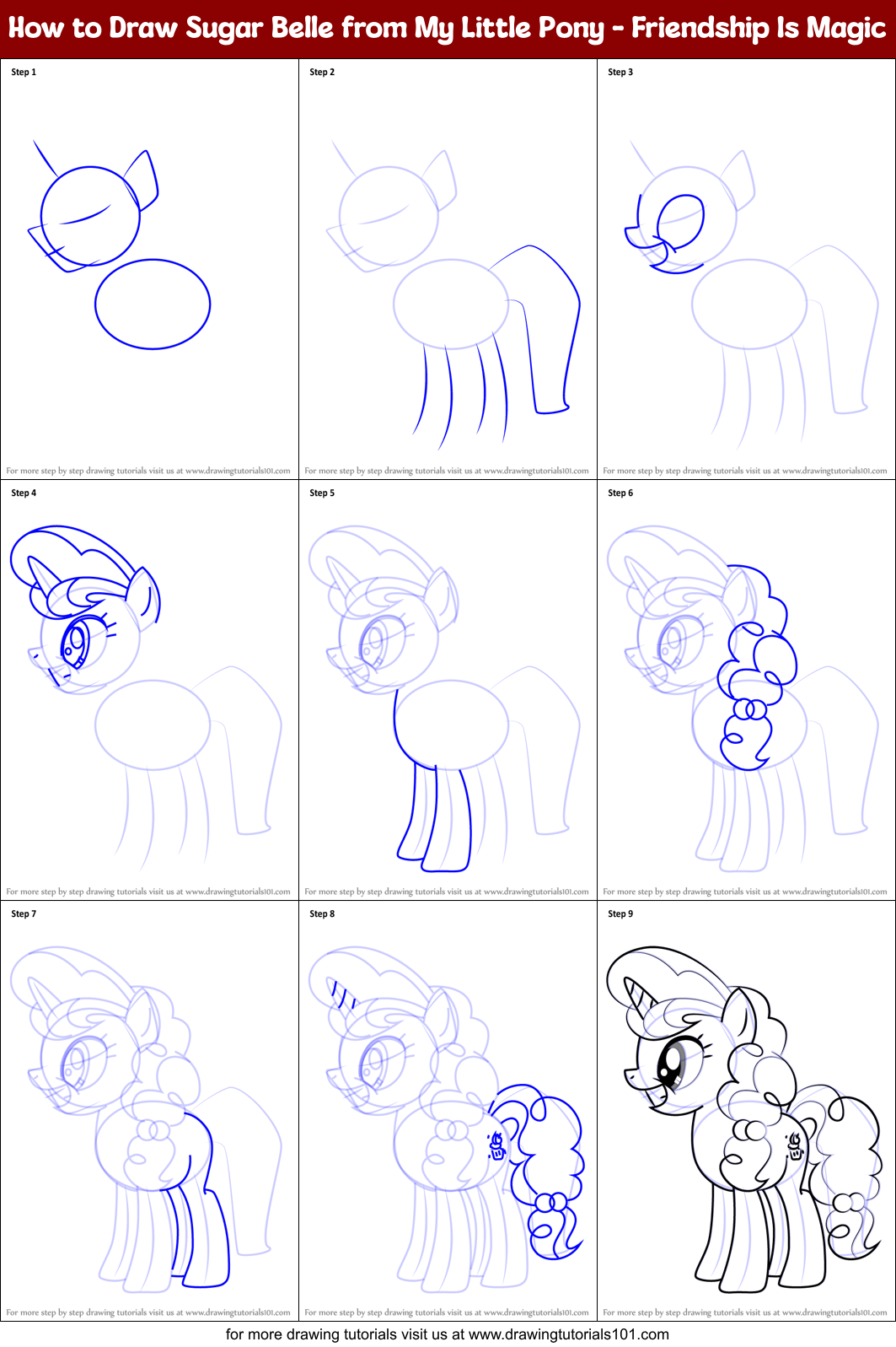 How to Draw Sugar Belle from My Little Pony - Friendship Is Magic Printable Step by Step
