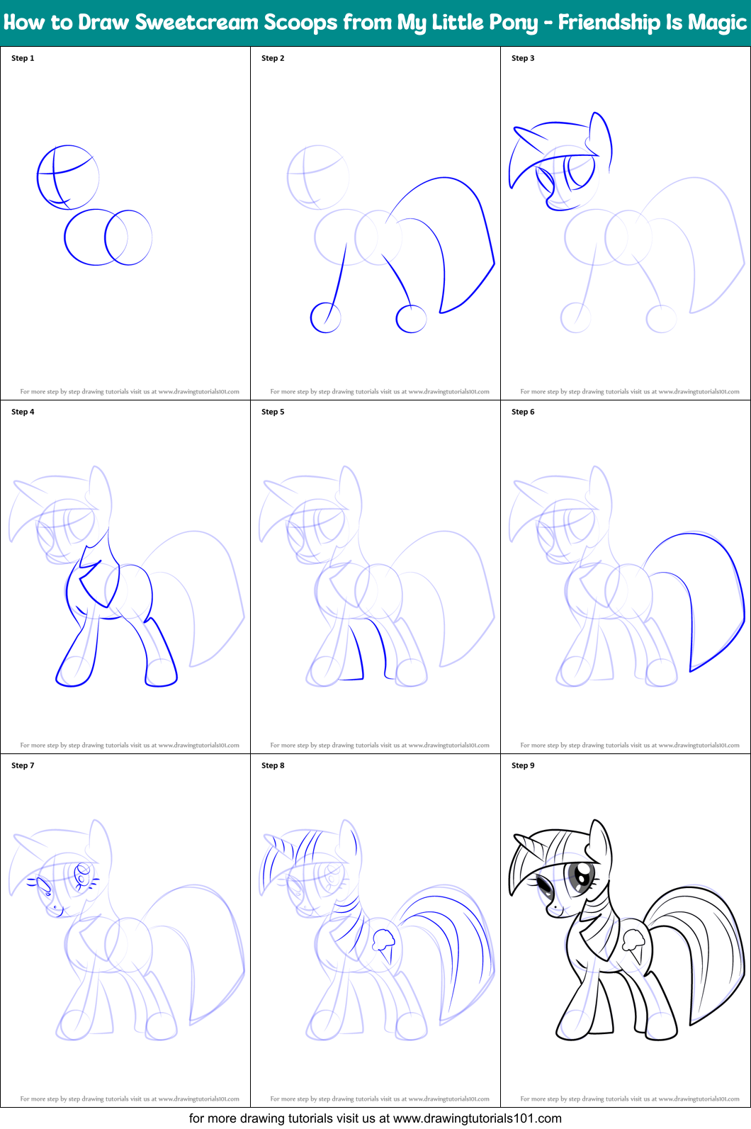How to Draw Sweetcream Scoops from My Little Pony - Friendship Is Magic Printable Step by Step