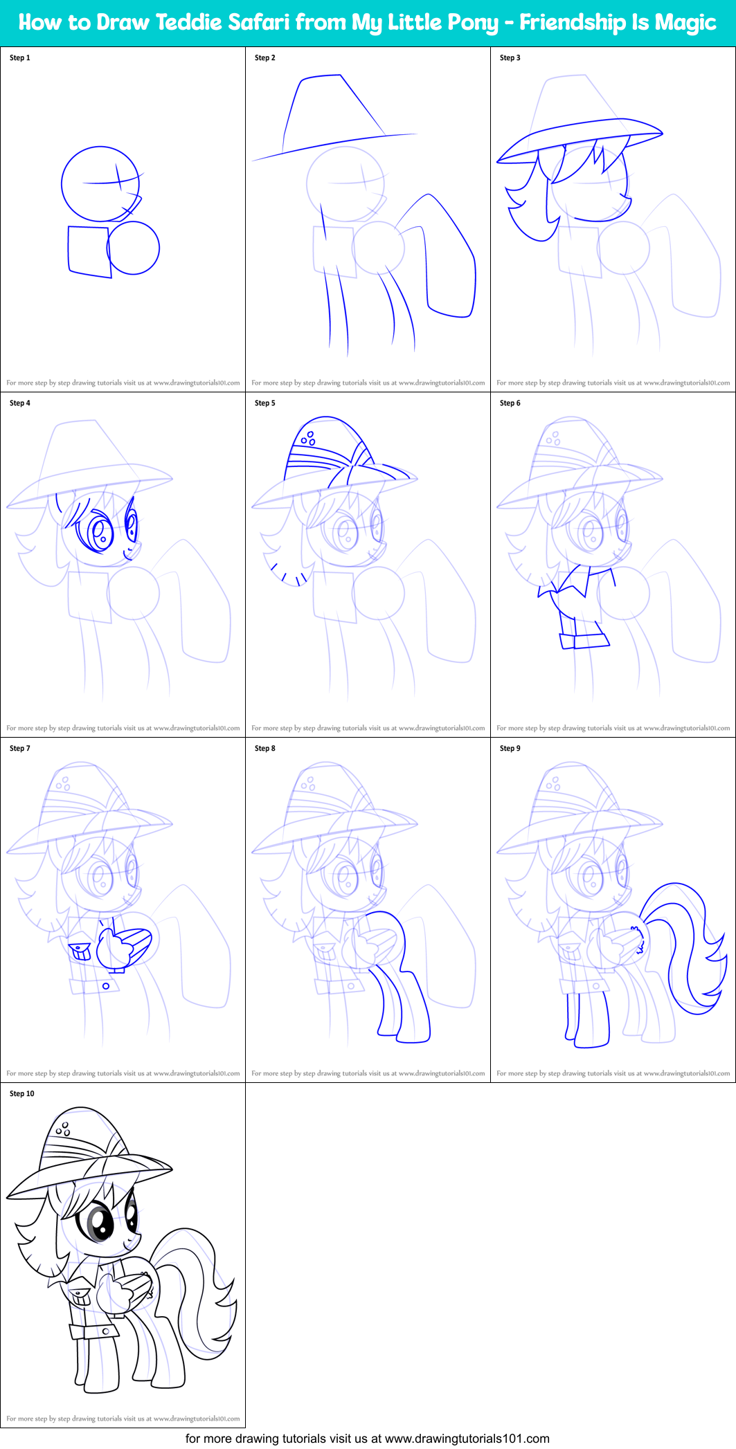 How to Draw Teddie Safari from My Little Pony - Friendship Is Magic Printable Step by Step