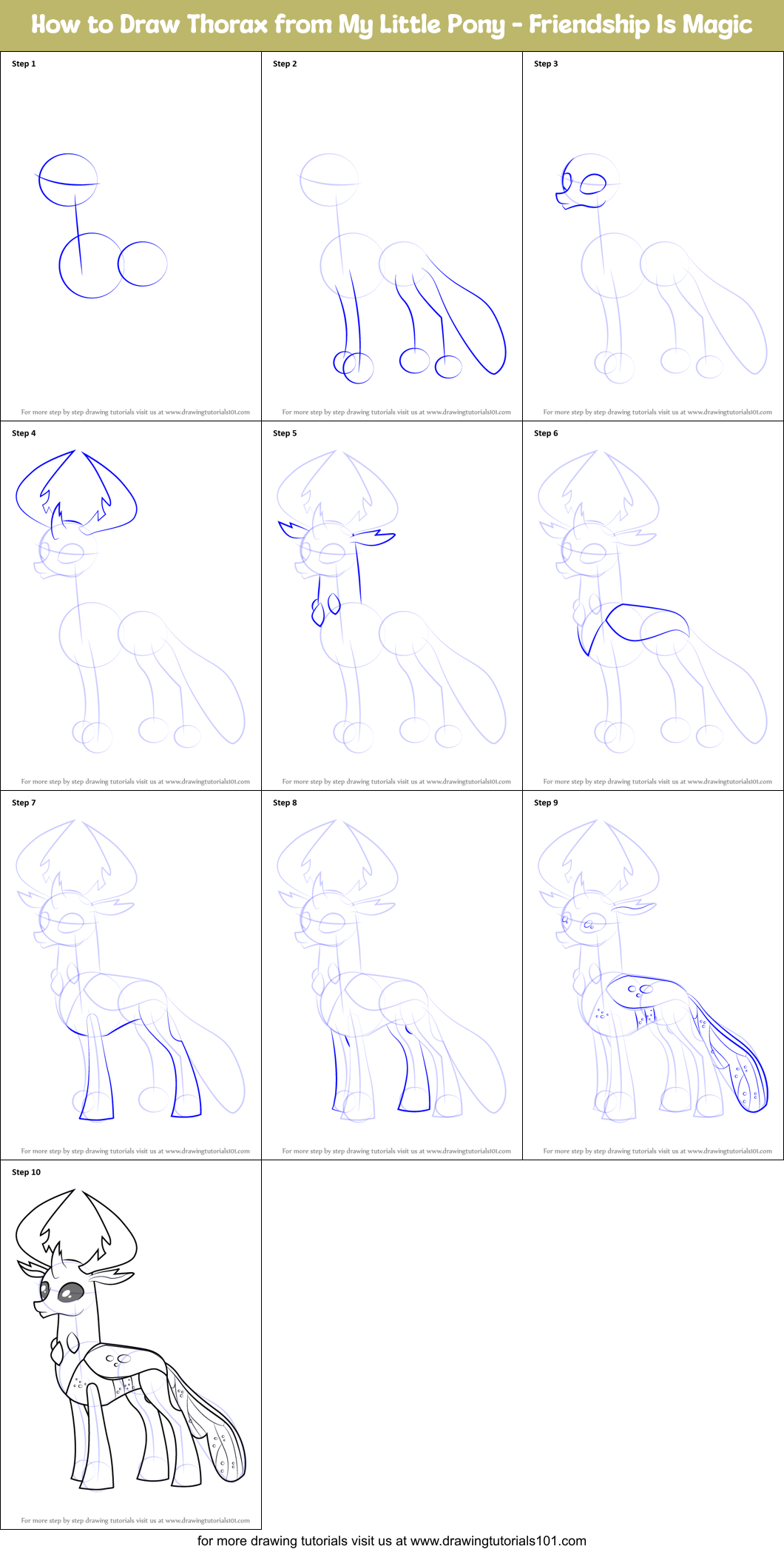 How to Draw Thorax from My Little Pony - Friendship Is Magic Printable Step by Step