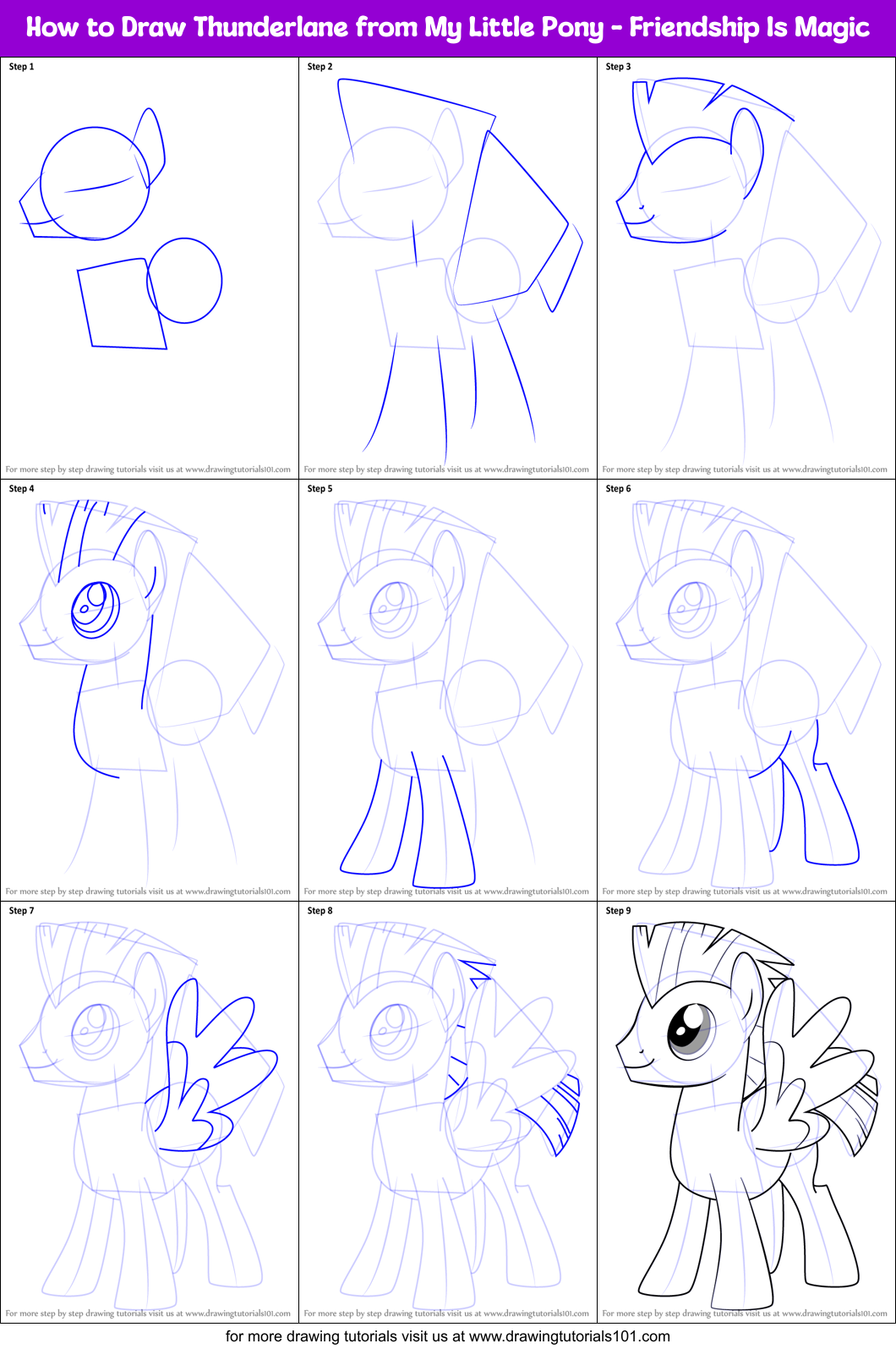 How to Draw Thunderlane from My Little Pony - Friendship Is Magic Printable Step by Step