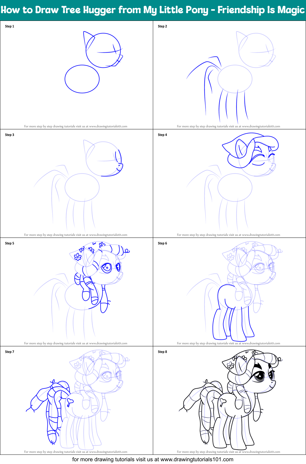 How to Draw Tree Hugger from My Little Pony - Friendship Is Magic Printable Step by Step