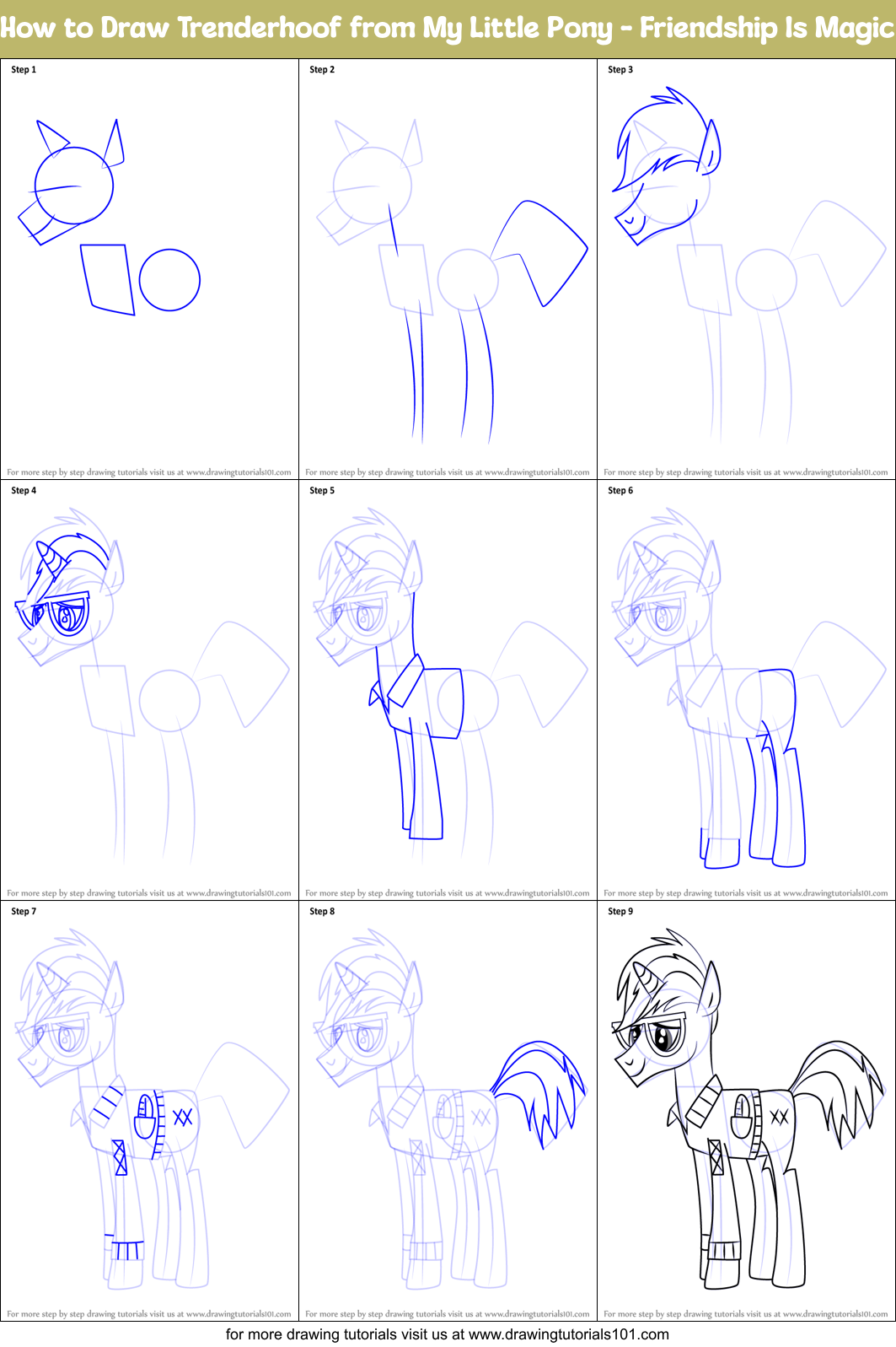 How to Draw Trenderhoof from My Little Pony - Friendship Is Magic Printable Step by Step