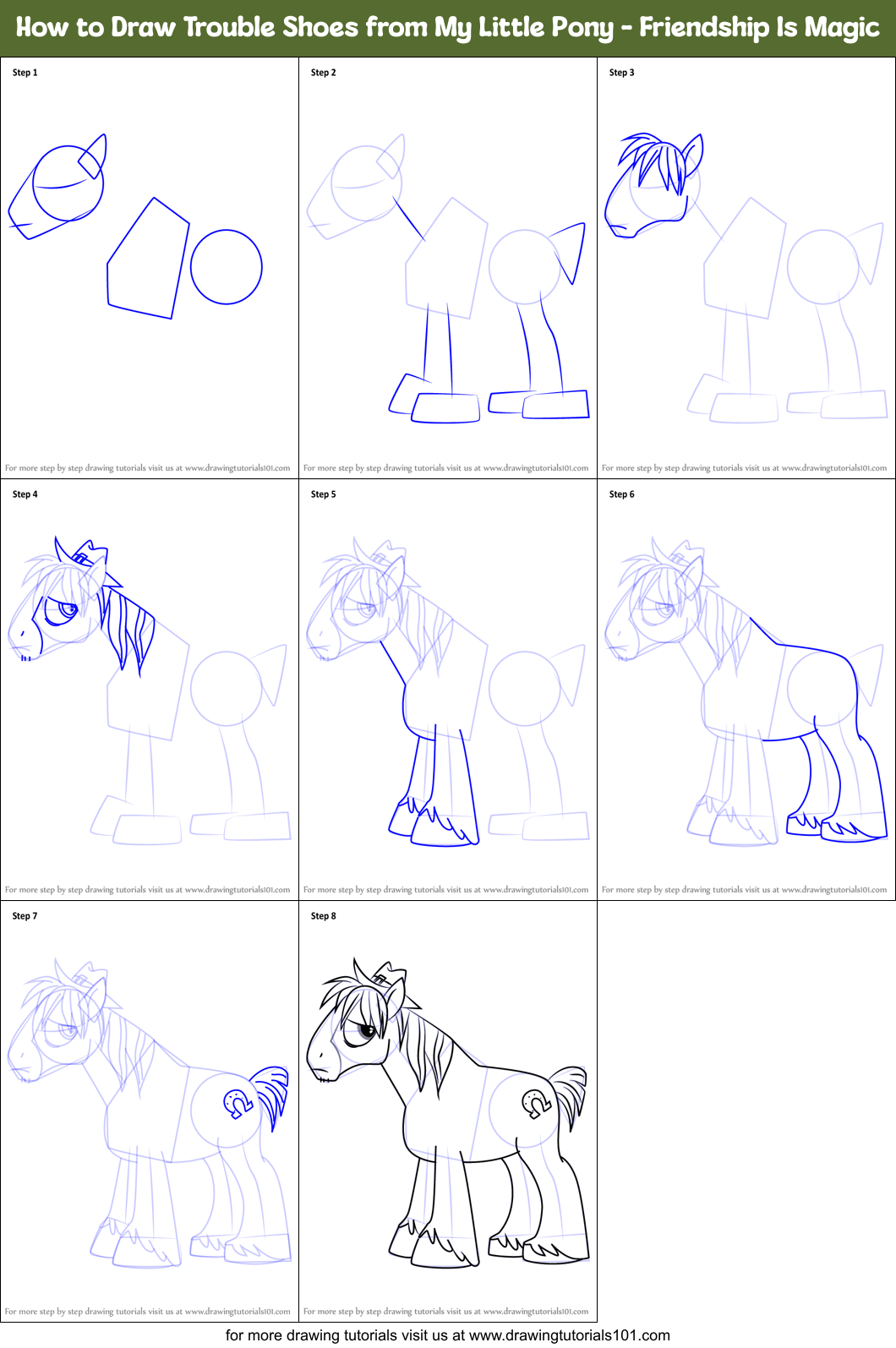 How to Draw Trouble Shoes from My Little Pony - Friendship Is Magic Printable Step by Step