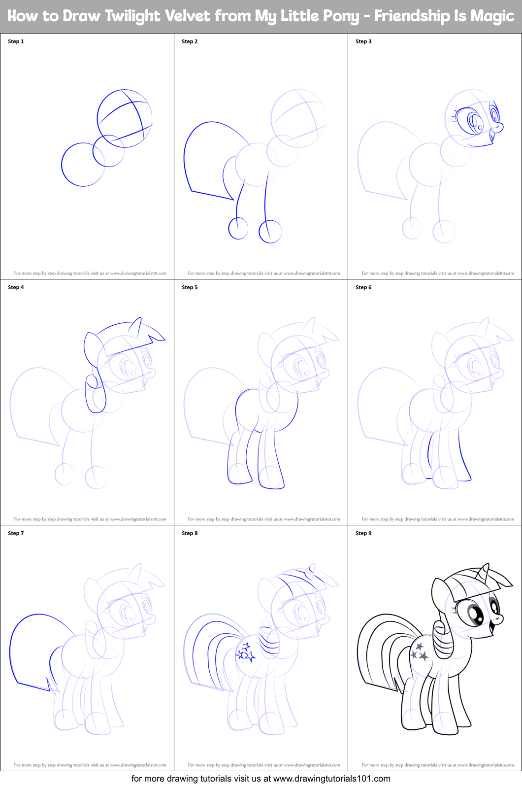 How to Draw Twilight Velvet from My Little Pony - Friendship Is Magic Printable Step by Step