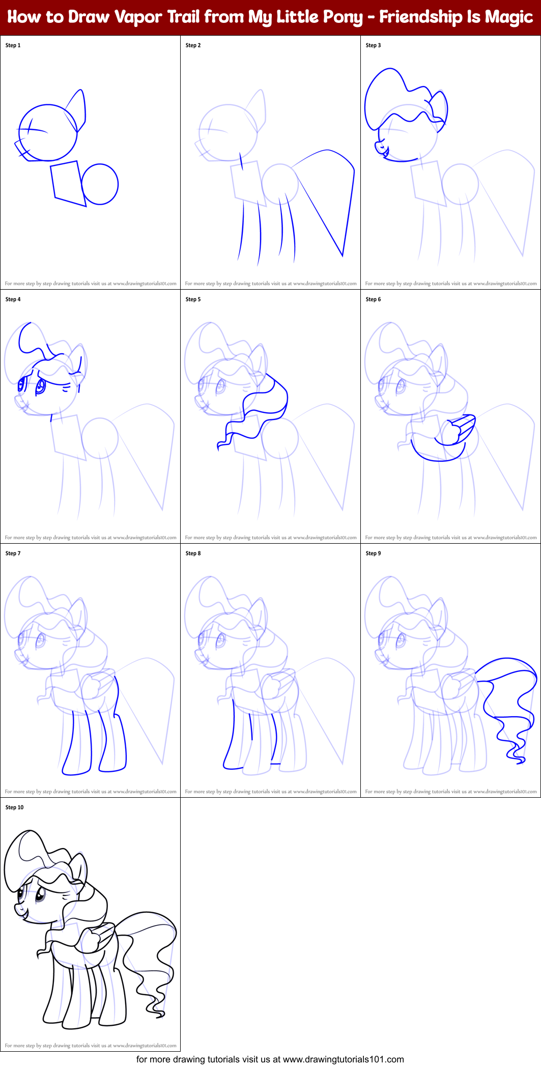 How to Draw Vapor Trail from My Little Pony - Friendship Is Magic Printable Step by Step