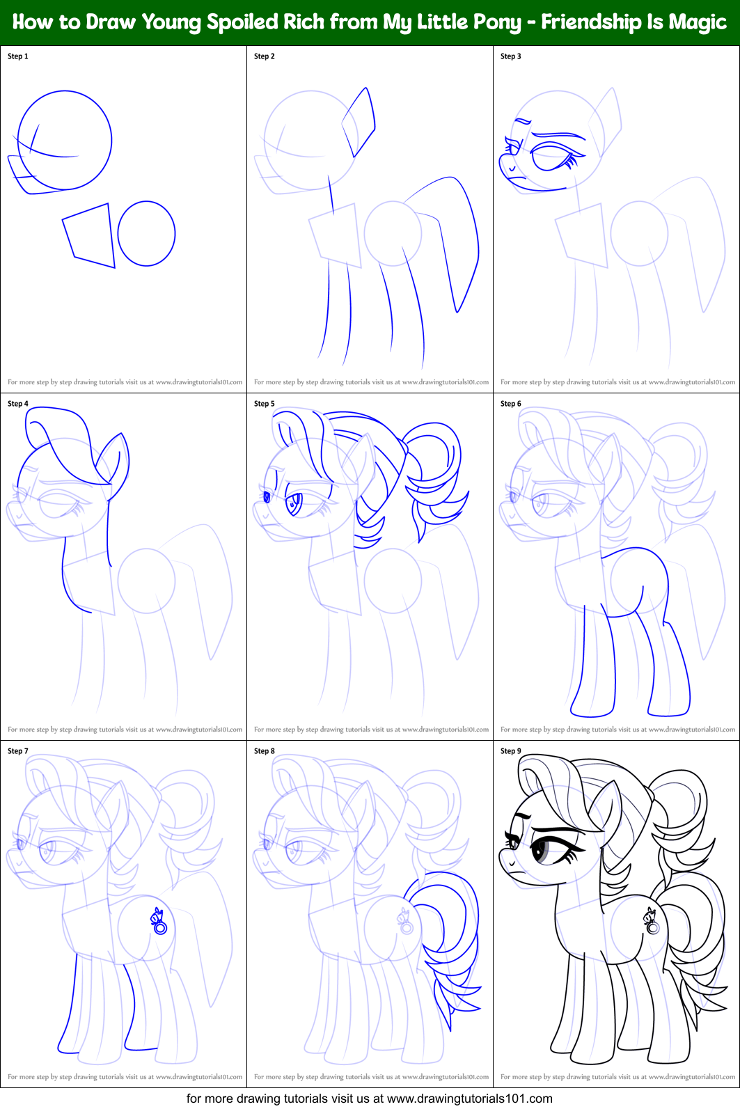 How to Draw Young Spoiled Rich from My Little Pony - Friendship Is Magic Printable Step by Step