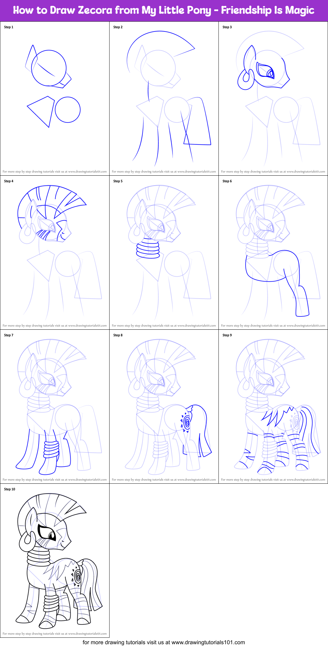 How to Draw Zecora from My Little Pony - Friendship Is Magic Printable Step by Step