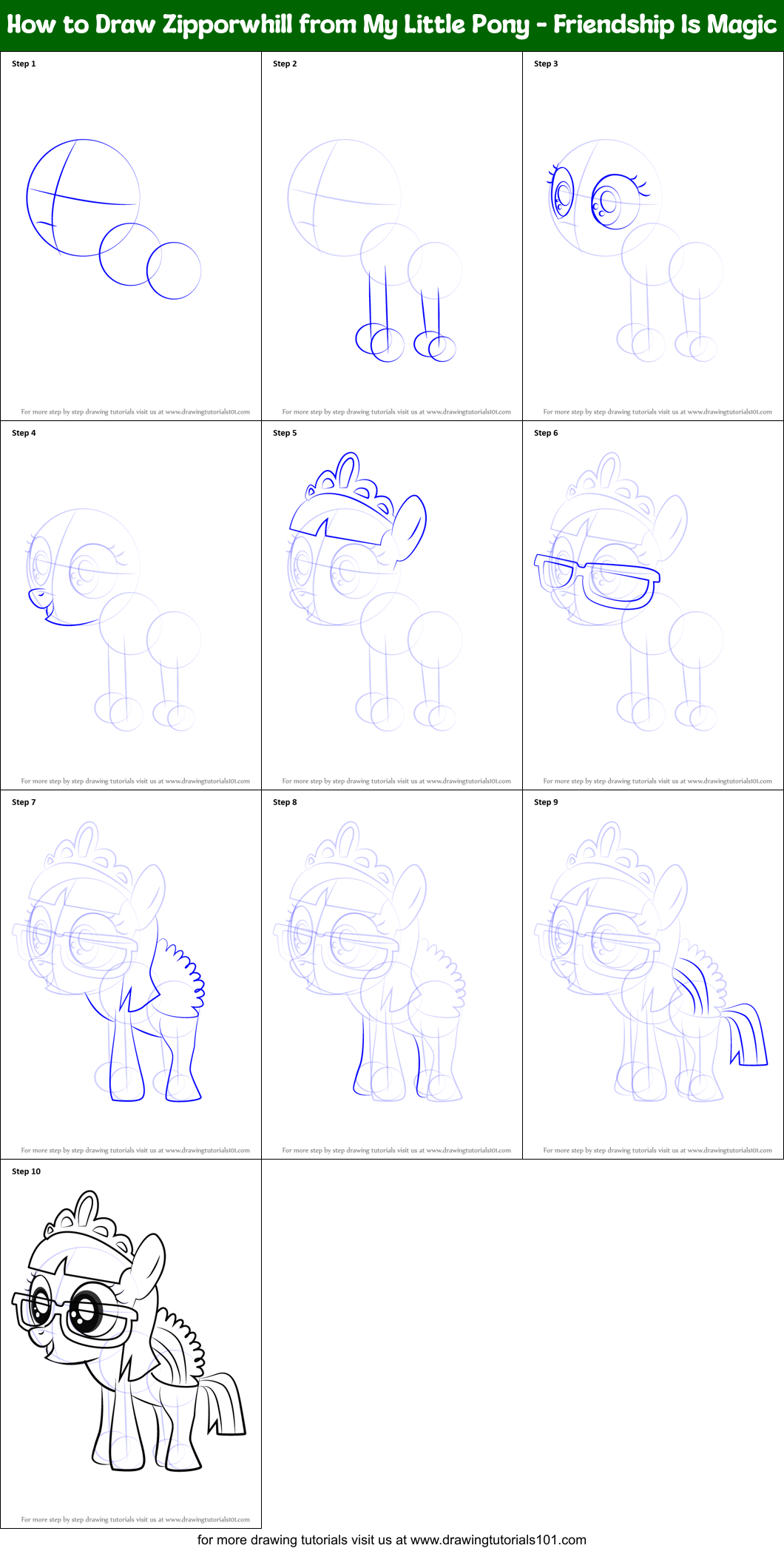 How to Draw Zipporwhill from My Little Pony - Friendship Is Magic Printable Step by Step