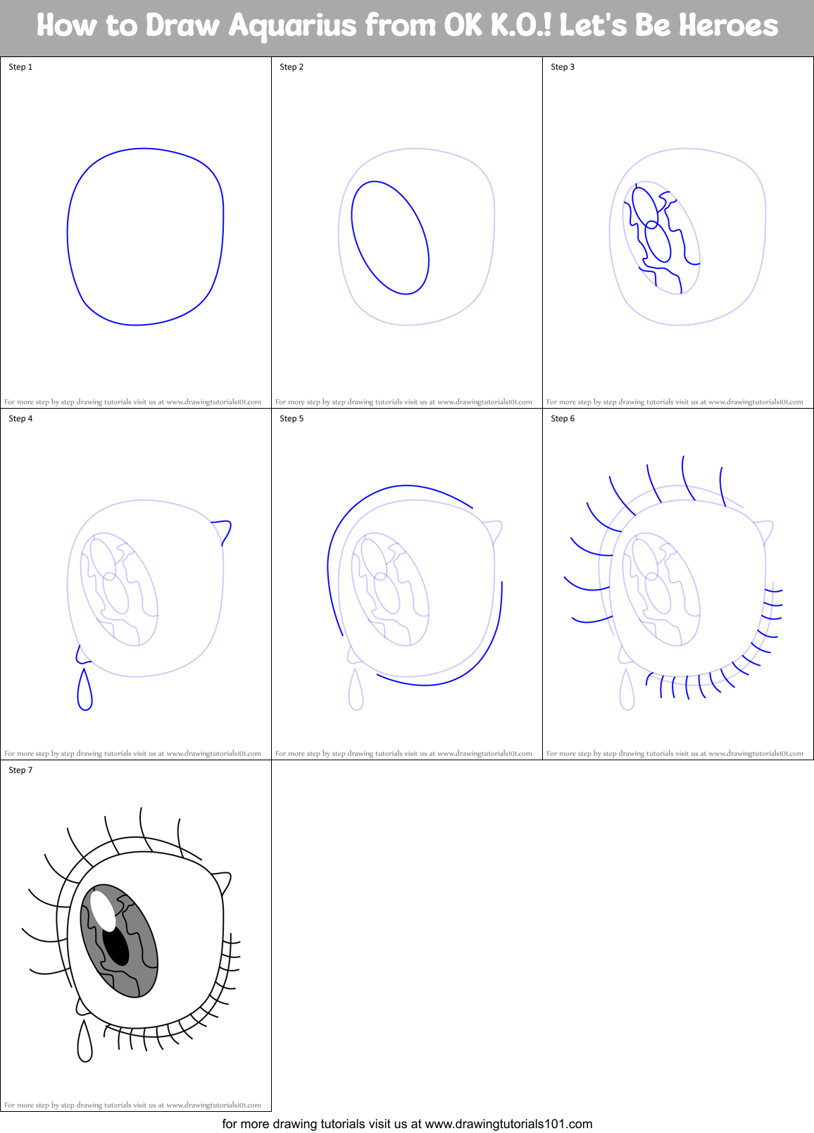 How to Draw Aquarius from OK K.O.! Let's Be Heroes Printable Step by Step