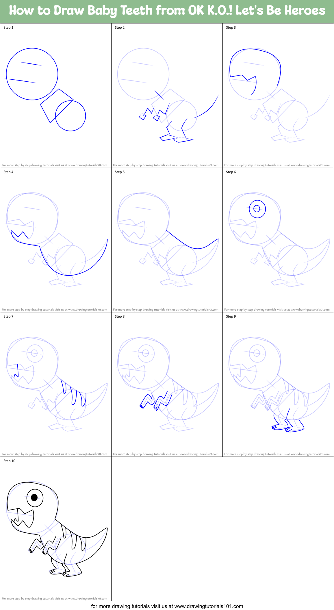 How to Draw Baby Teeth from OK K.O.! Let's Be Heroes Printable Step by Step