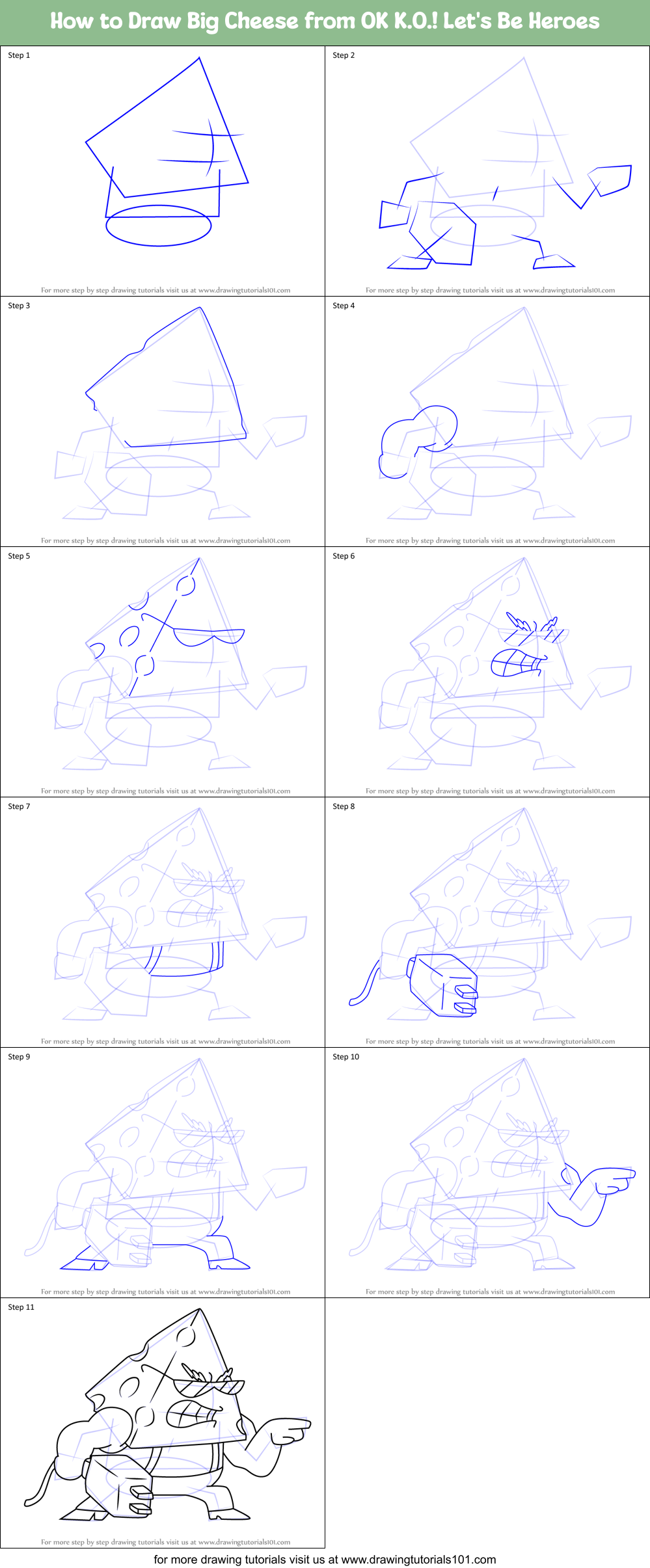 How to Draw Big Cheese from OK K.O.! Let's Be Heroes Printable Step by Step