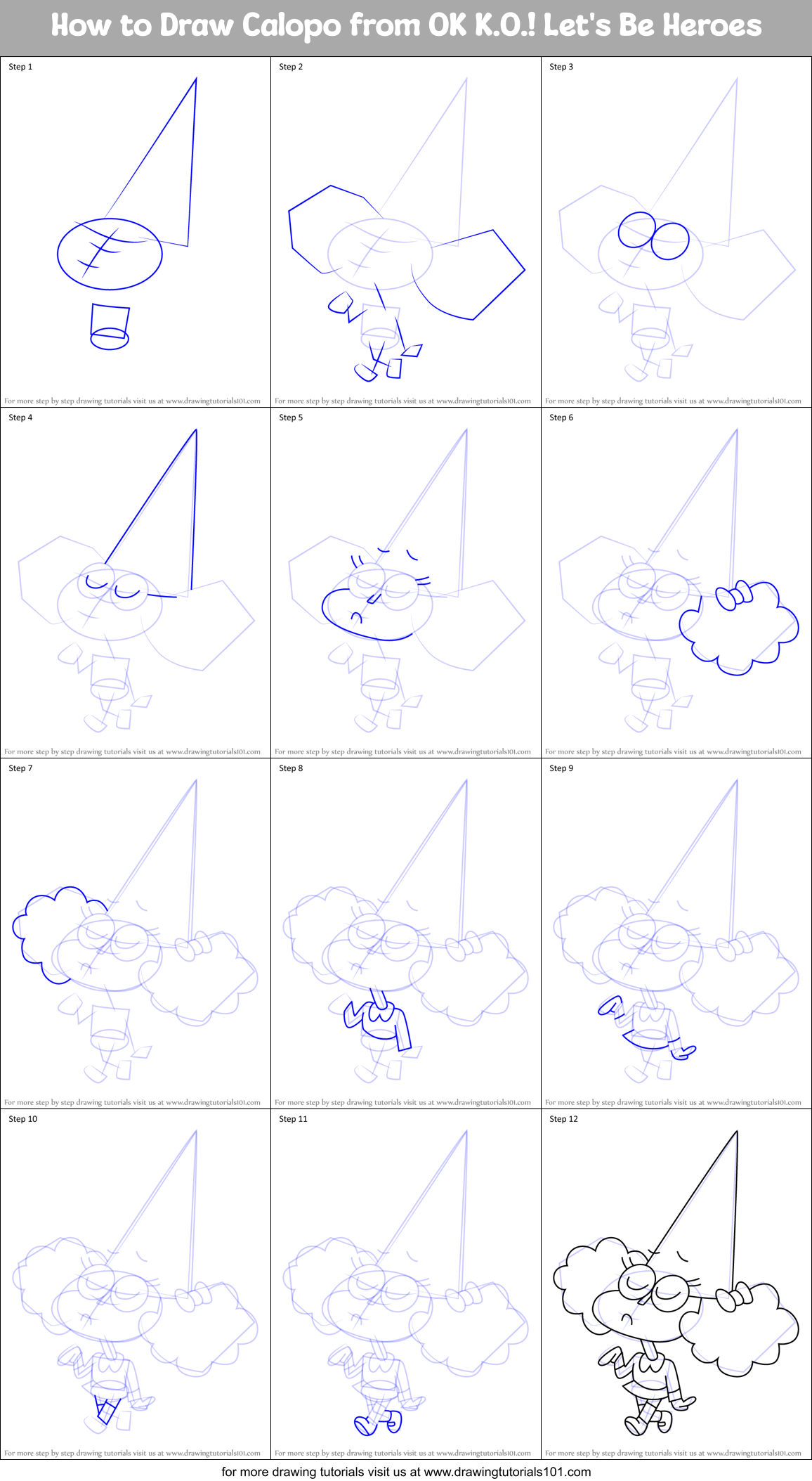 How to Draw Calopo from OK K.O.! Let's Be Heroes Printable Step by Step