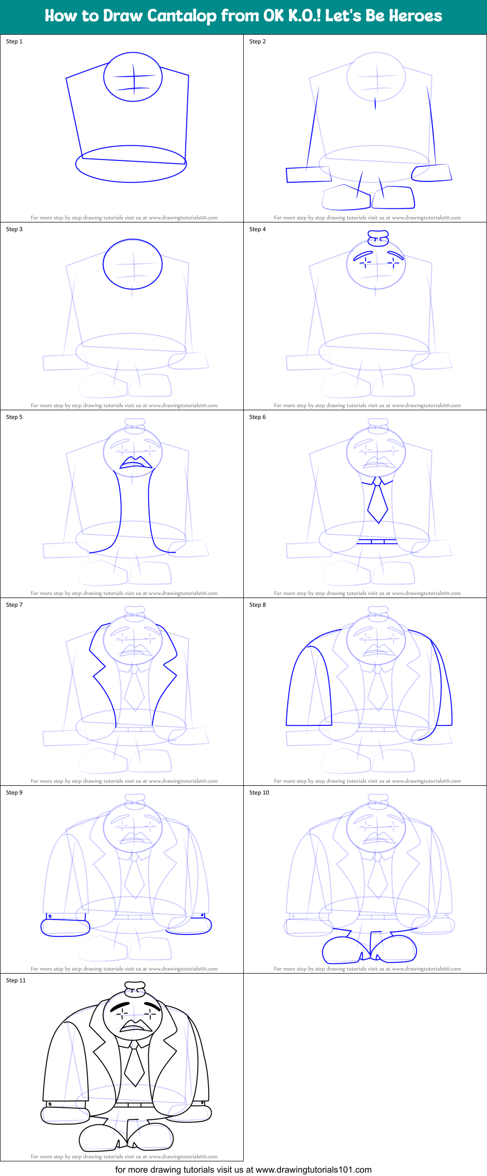 How to Draw Cantalop from OK K.O.! Let's Be Heroes Printable Step by Step