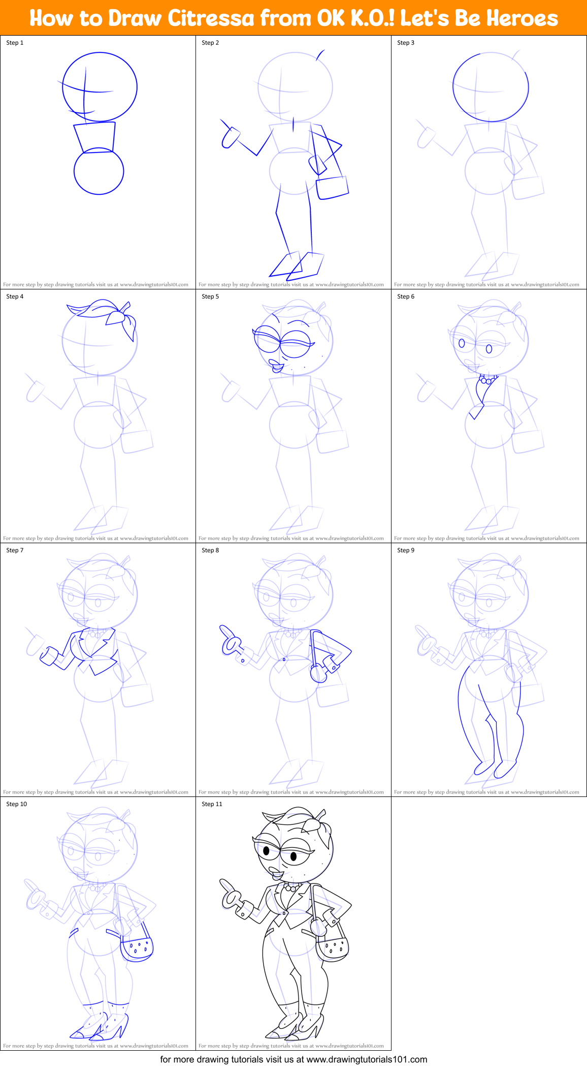 How to Draw Citressa from OK K.O.! Let's Be Heroes Printable Step by Step