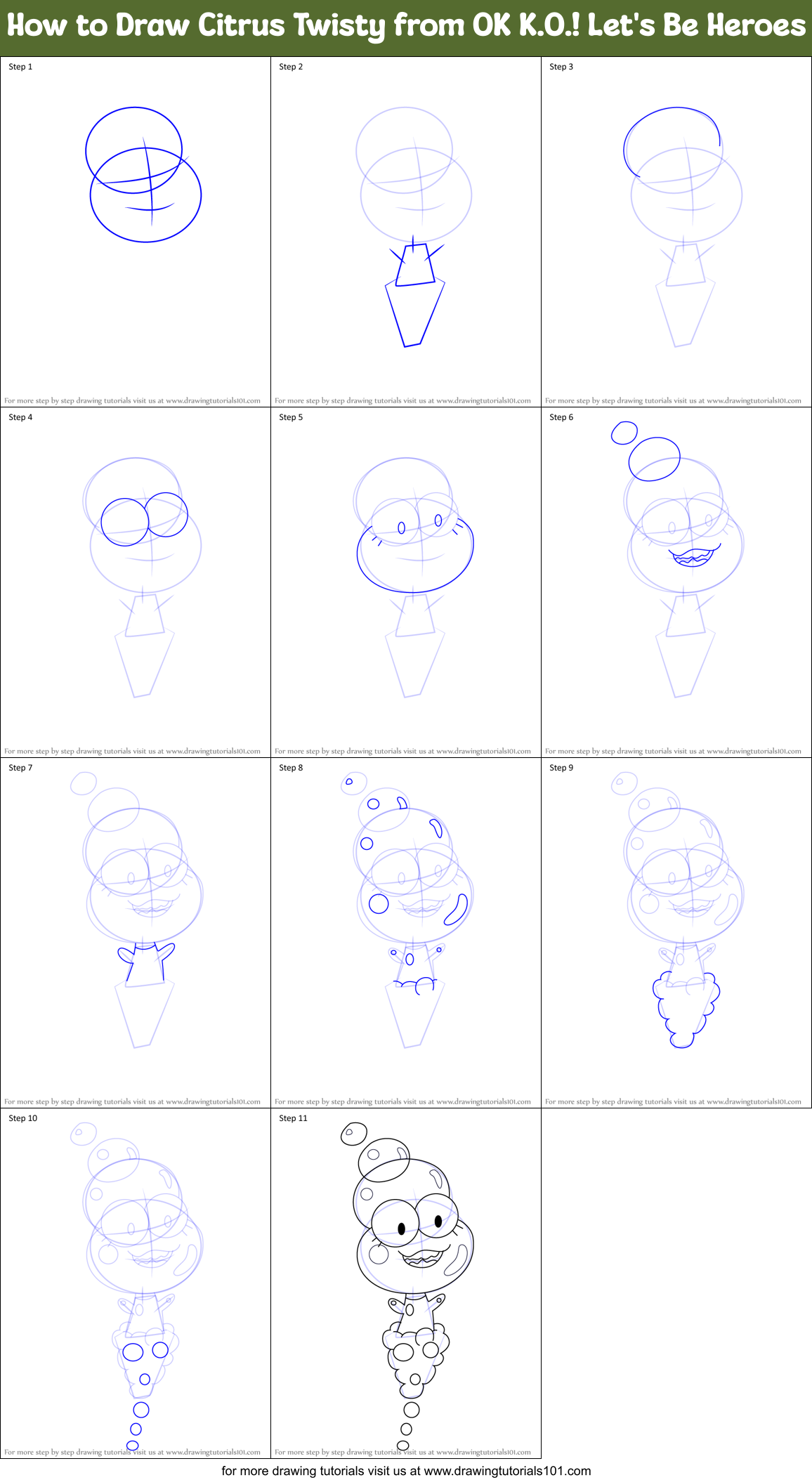 How to Draw Citrus Twisty from OK K.O.! Let's Be Heroes Printable Step by Step