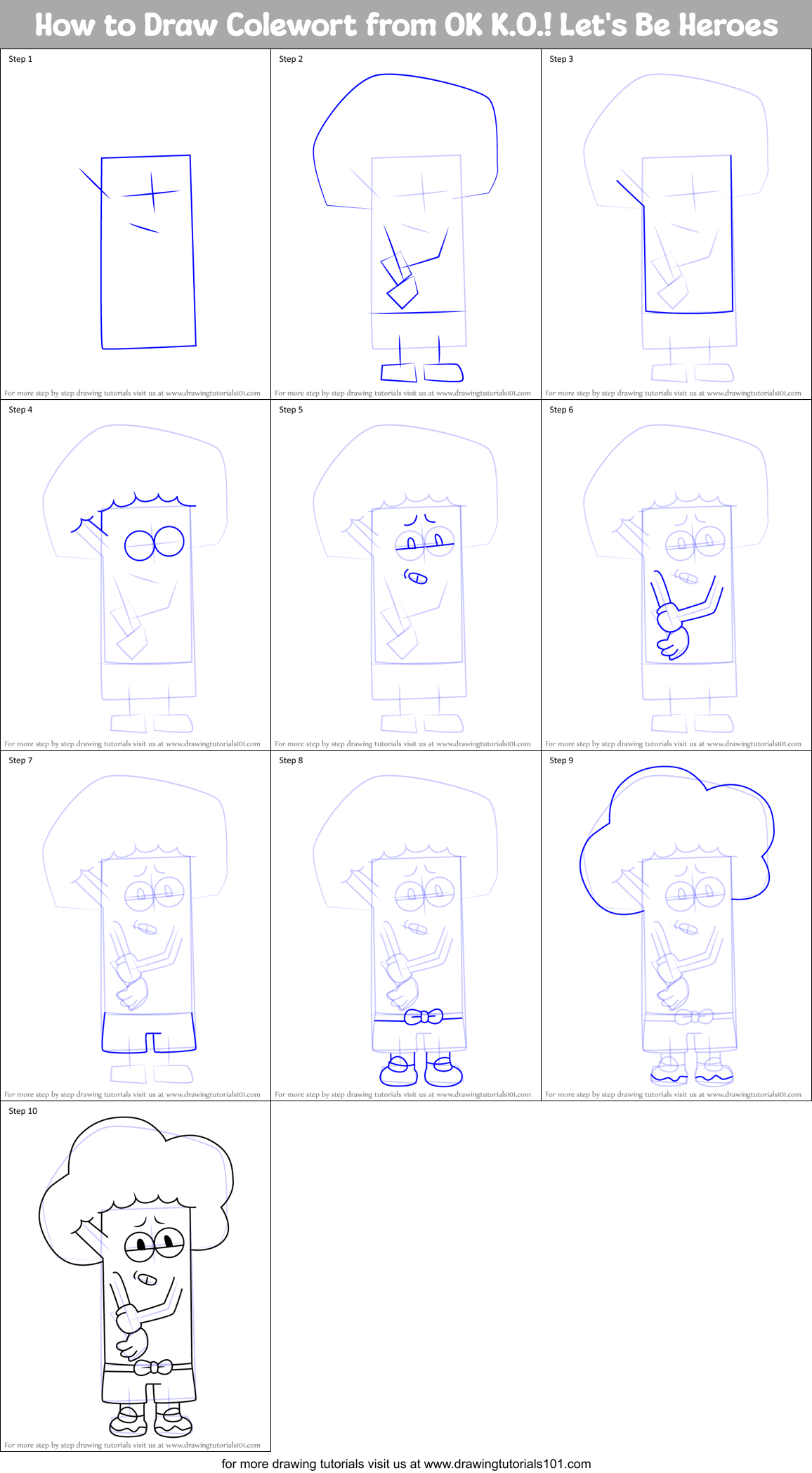 How to Draw Colewort from OK K.O.! Let's Be Heroes Printable Step by Step