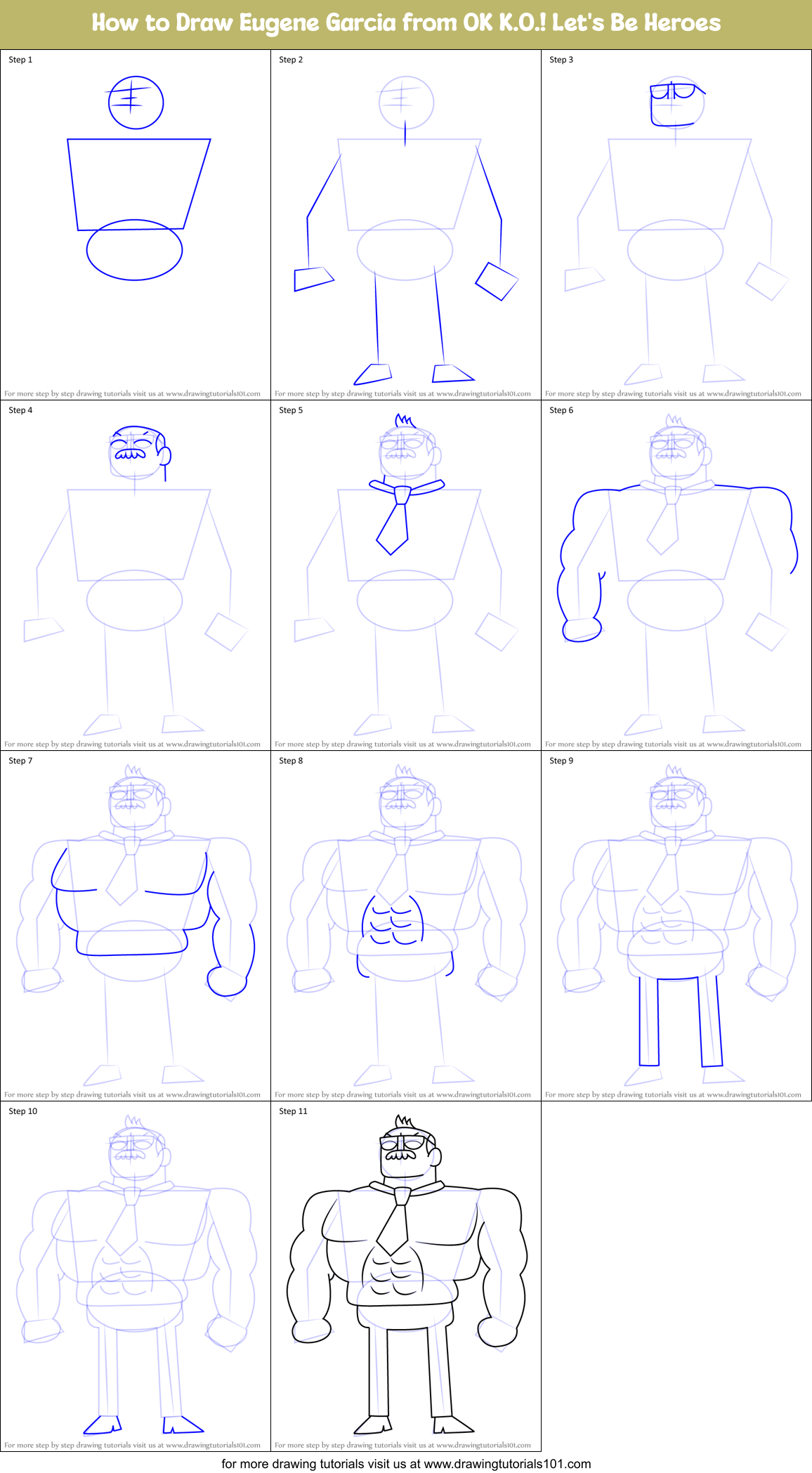 How to Draw Eugene Garcia from OK K.O.! Let's Be Heroes Printable Step by Step