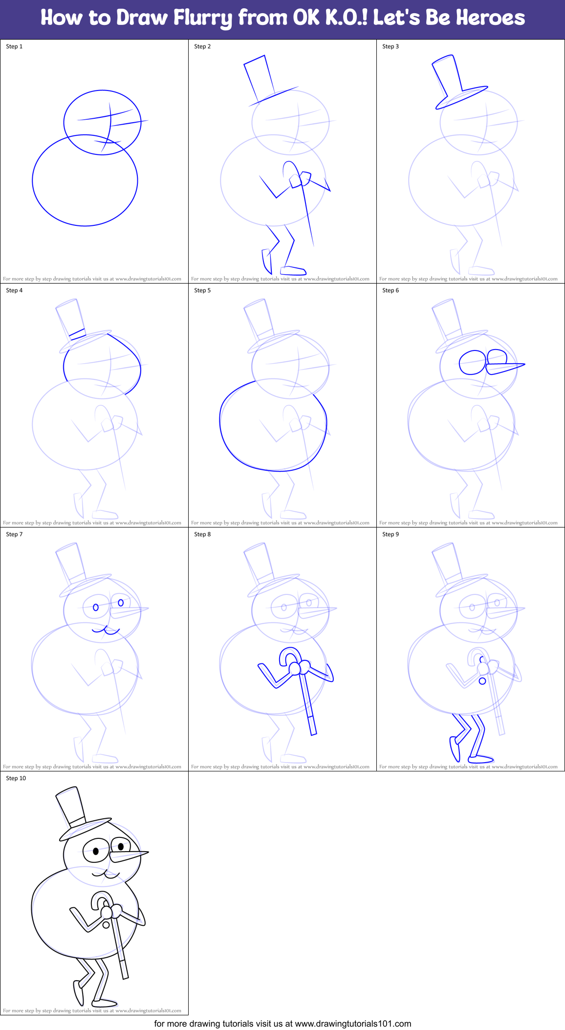 How to Draw Flurry from OK K.O.! Let's Be Heroes Printable Step by Step