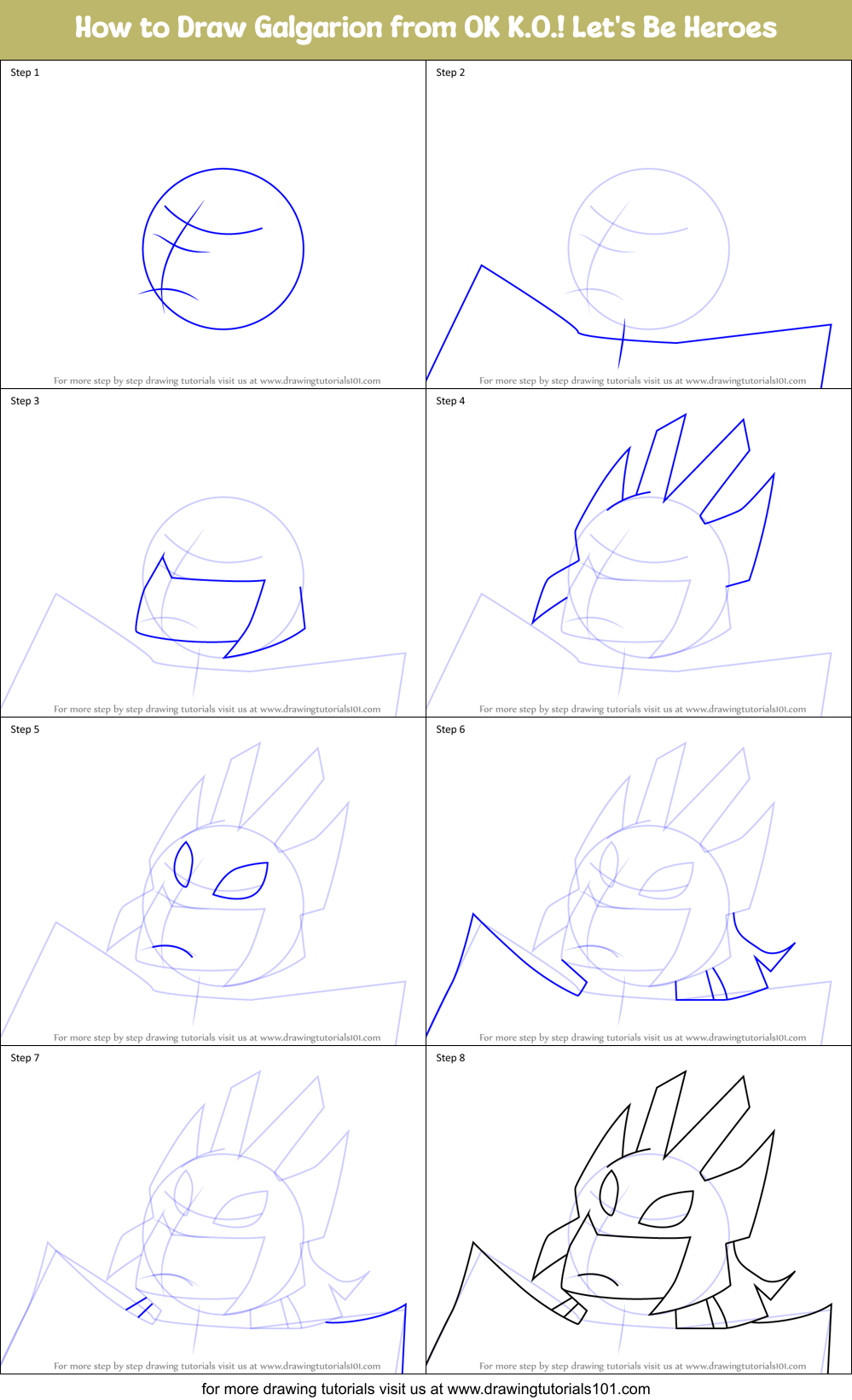 How to Draw Galgarion from OK K.O.! Let's Be Heroes Printable Step by Step