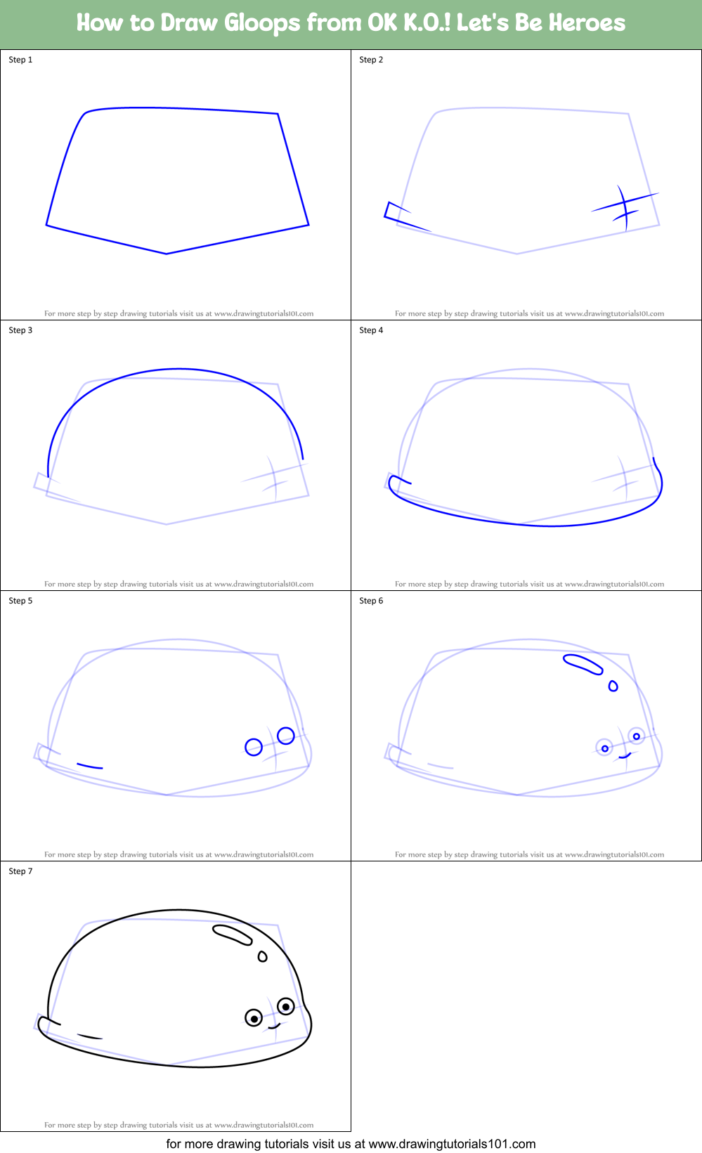 How to Draw Gloops from OK K.O.! Let's Be Heroes Printable Step by Step
