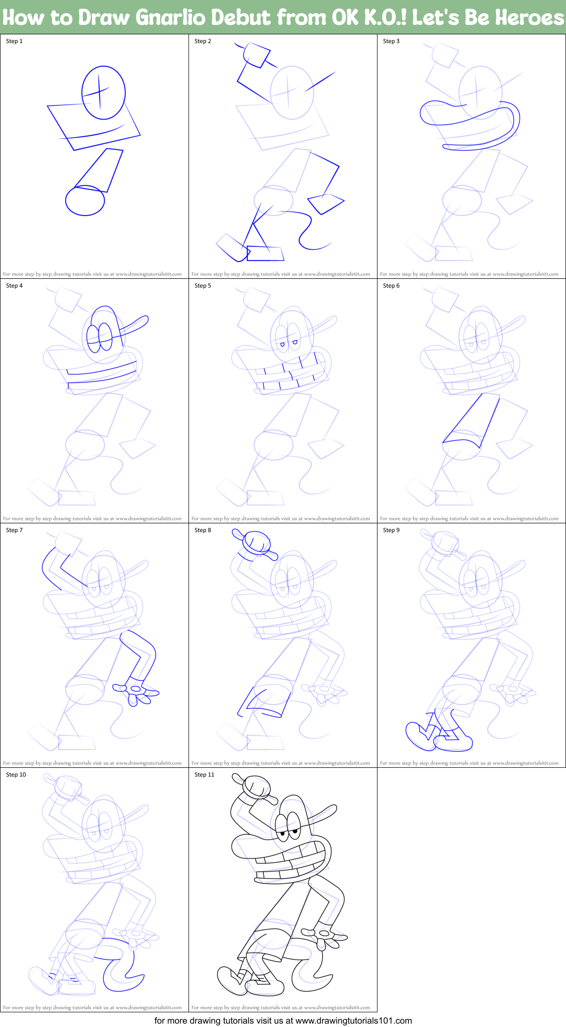 How to Draw Gnarlio Debut from OK K.O.! Let's Be Heroes Printable Step by Step