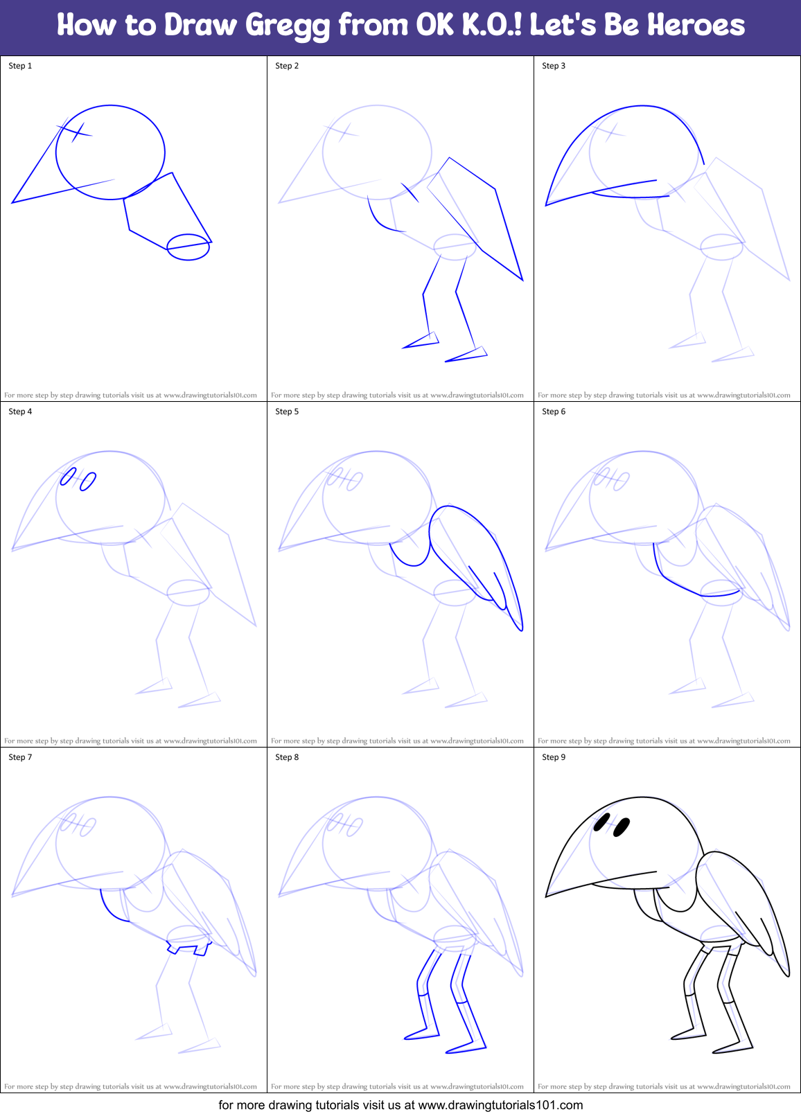 How to Draw Gregg from OK K.O.! Let's Be Heroes Printable Step by Step