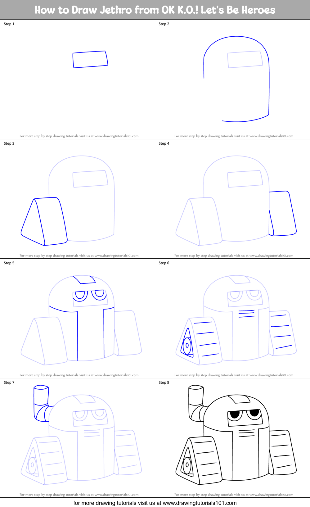 How to Draw Jethro from OK K.O.! Let's Be Heroes Printable Step by Step