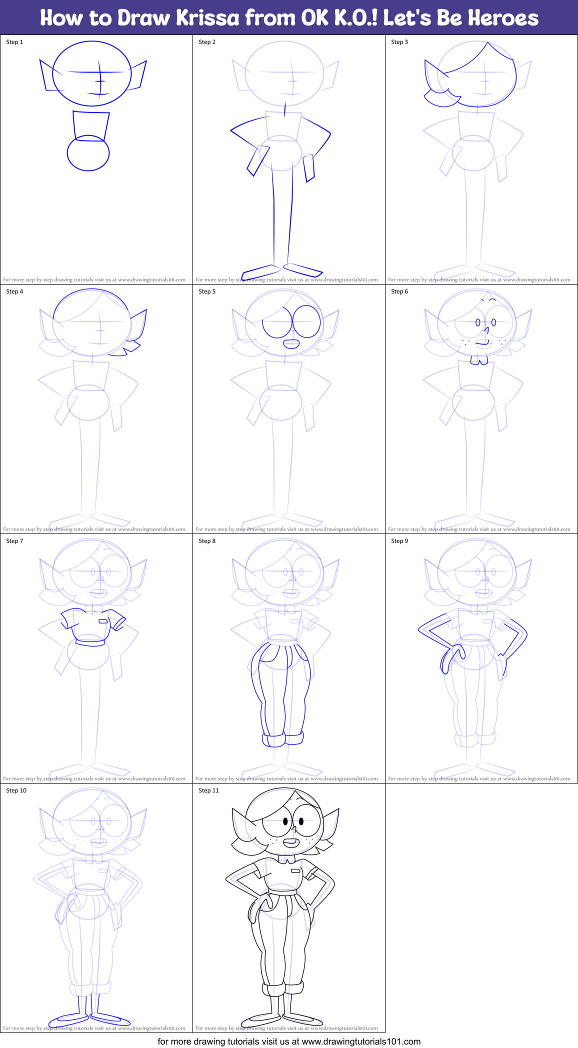 How to Draw Krissa from OK K.O.! Let's Be Heroes Printable Step by Step